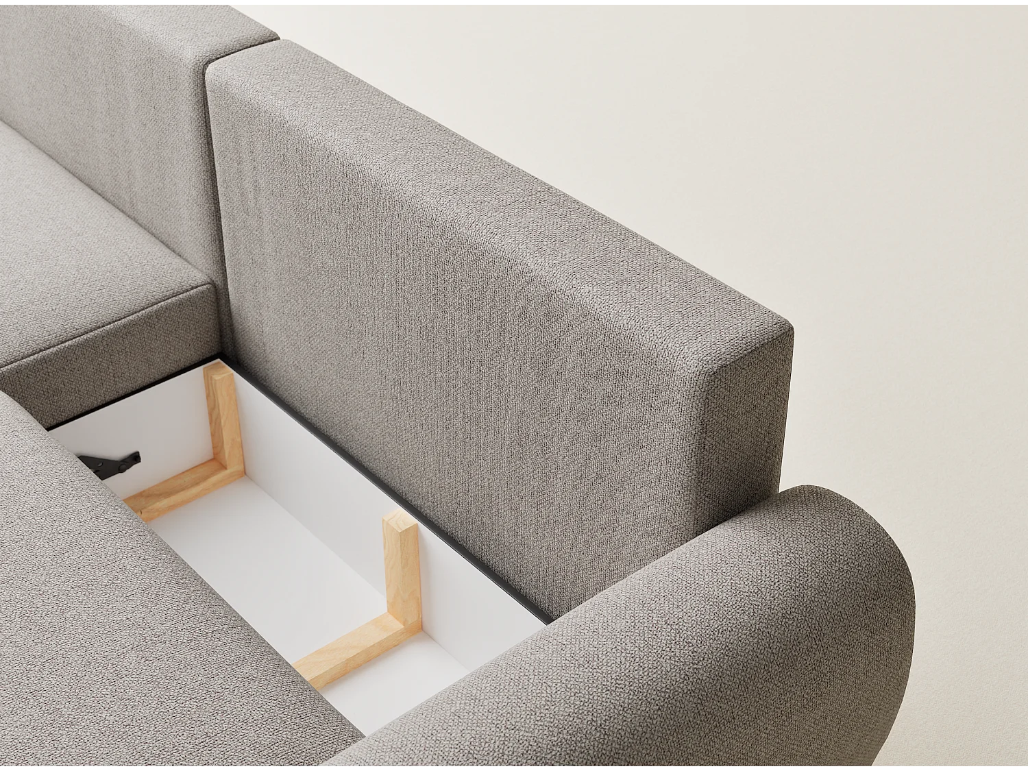 Canapé d'angle convertible Numba im tissu tresse - 3 places - beige