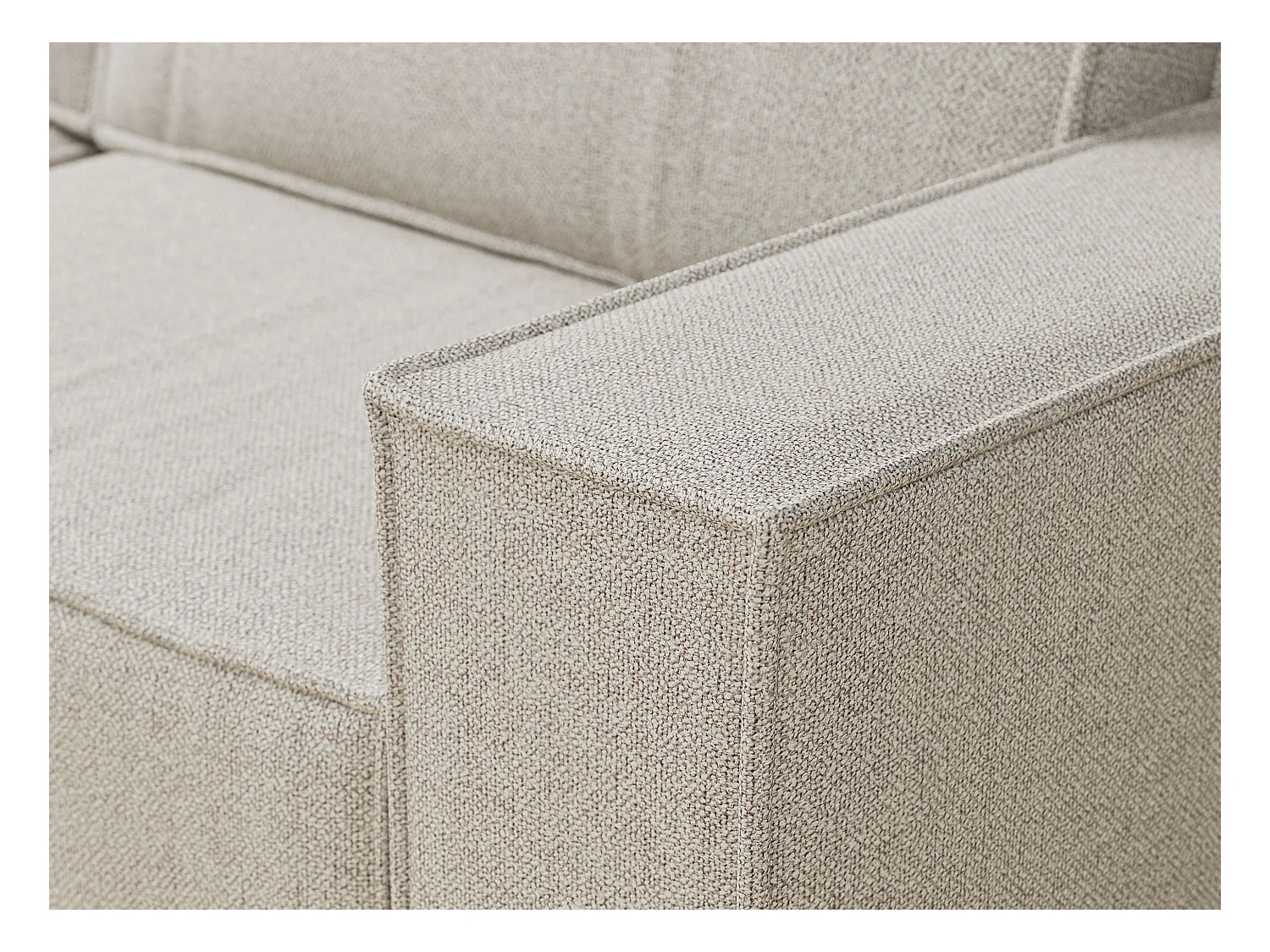 Canapé d'angle convertible Zaya im tissu tresse - 3 places - beige clair