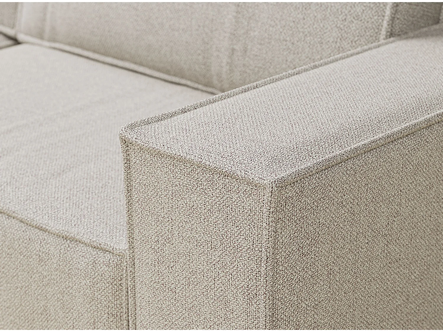 Ecksofa mit Schlaffunktion Zaya aus Webstoff - Drei-Personen - hellbeige