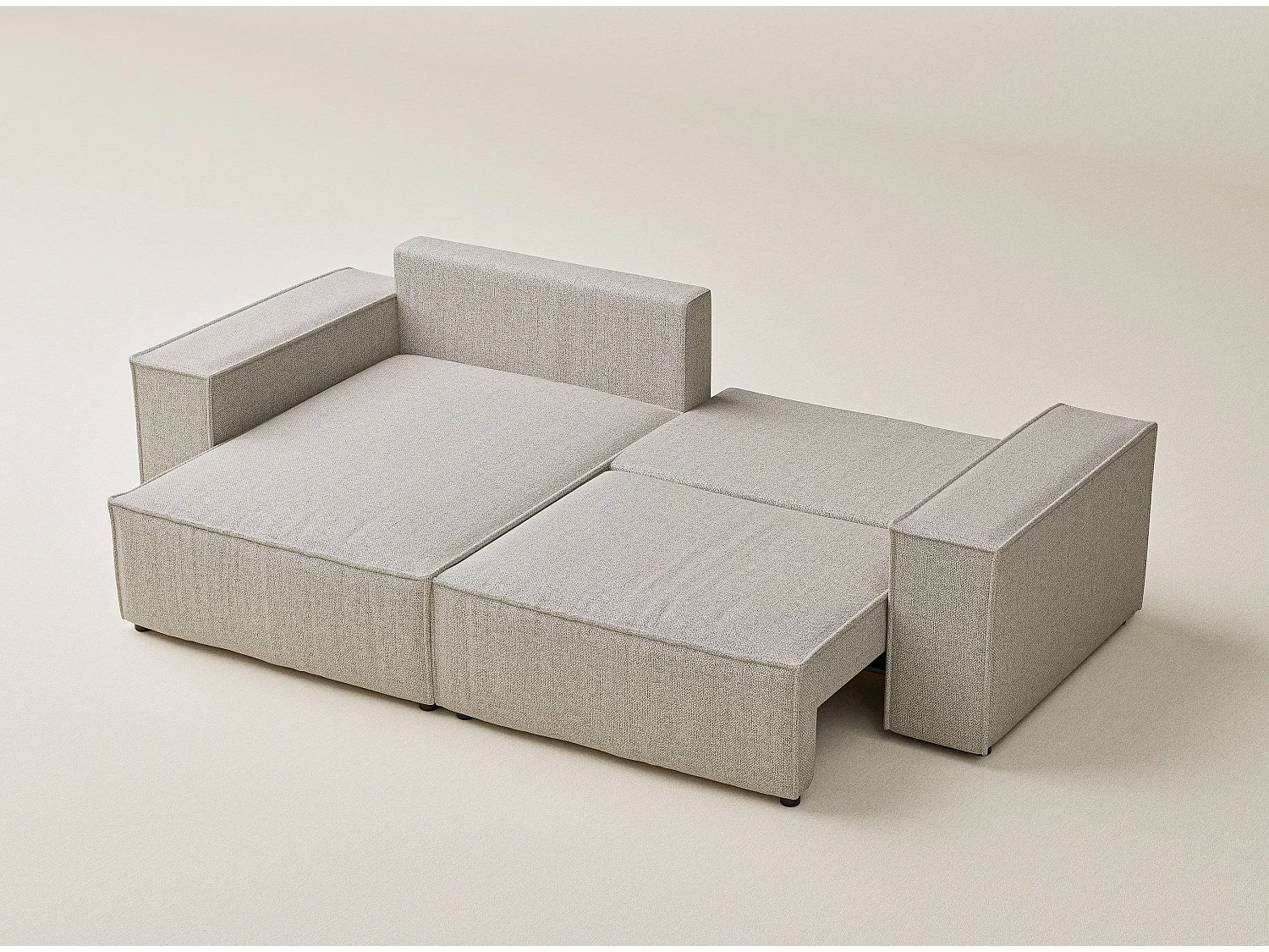 Ecksofa mit Schlaffunktion Zaya aus Webstoff - Drei-Personen - hellbeige