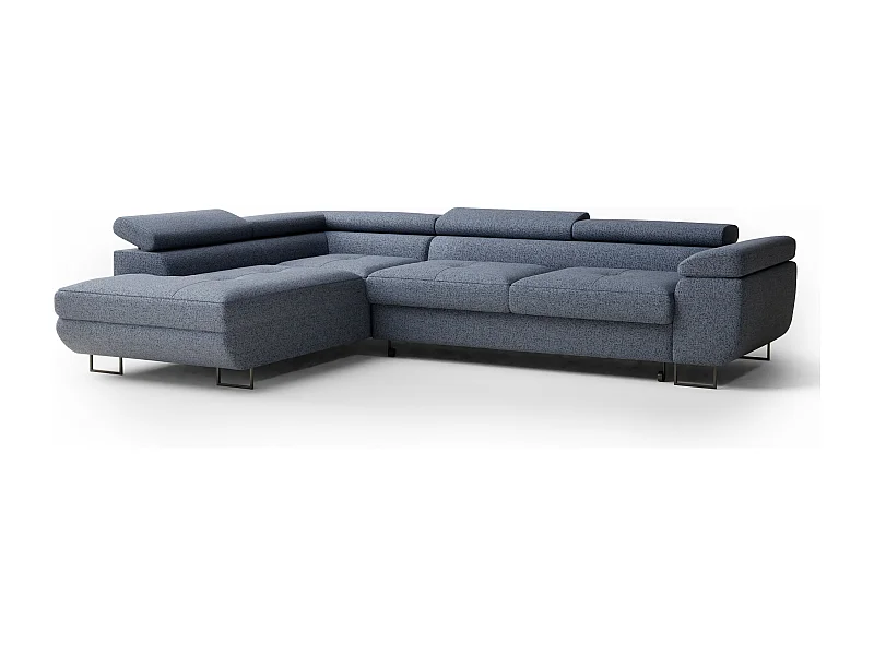 Canapé d'angle convertible Concord im tissu tresse - 5 places - bleu gris