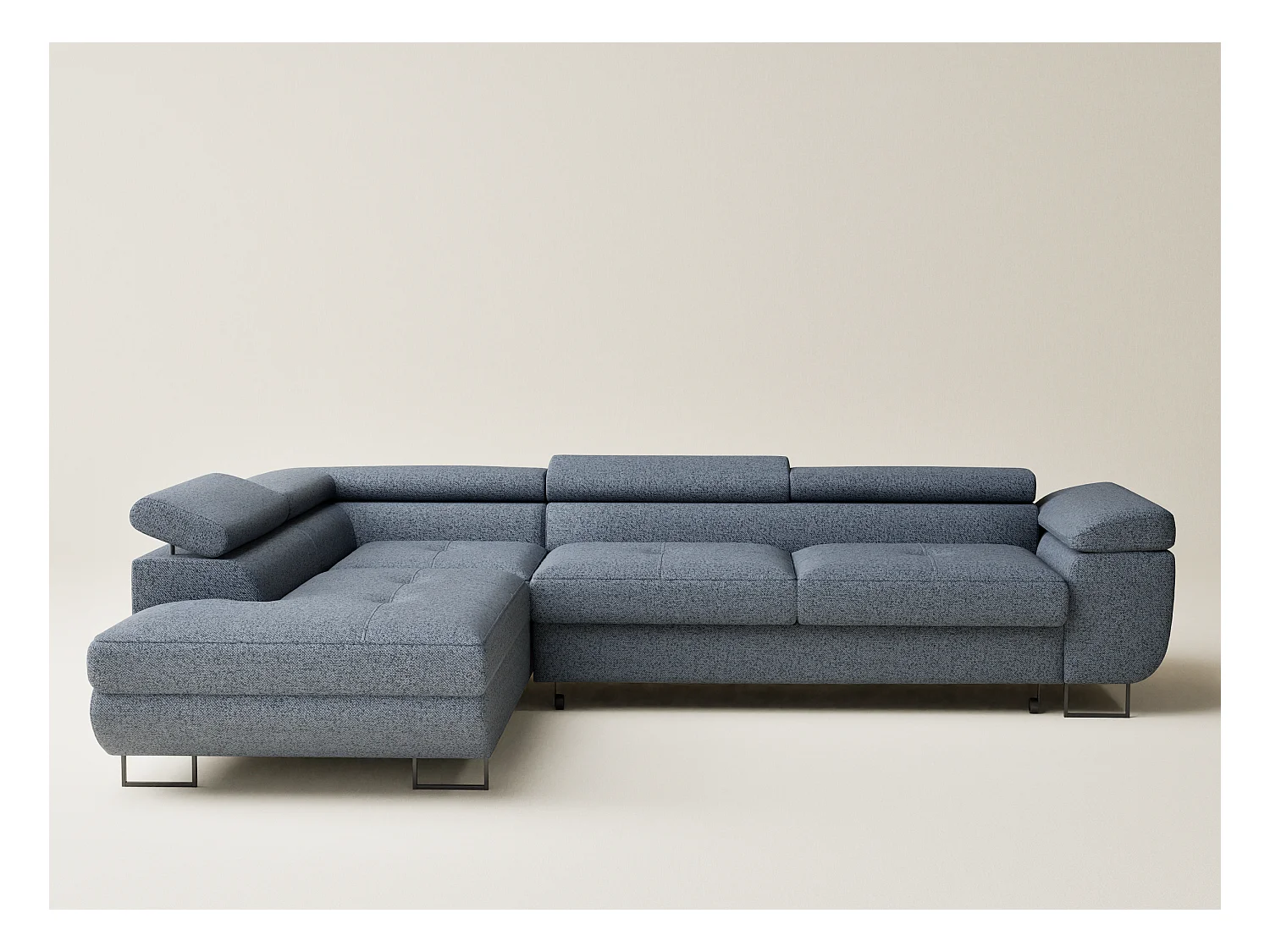 Canapé d'angle convertible Concord im tissu tresse - 5 places - bleu gris