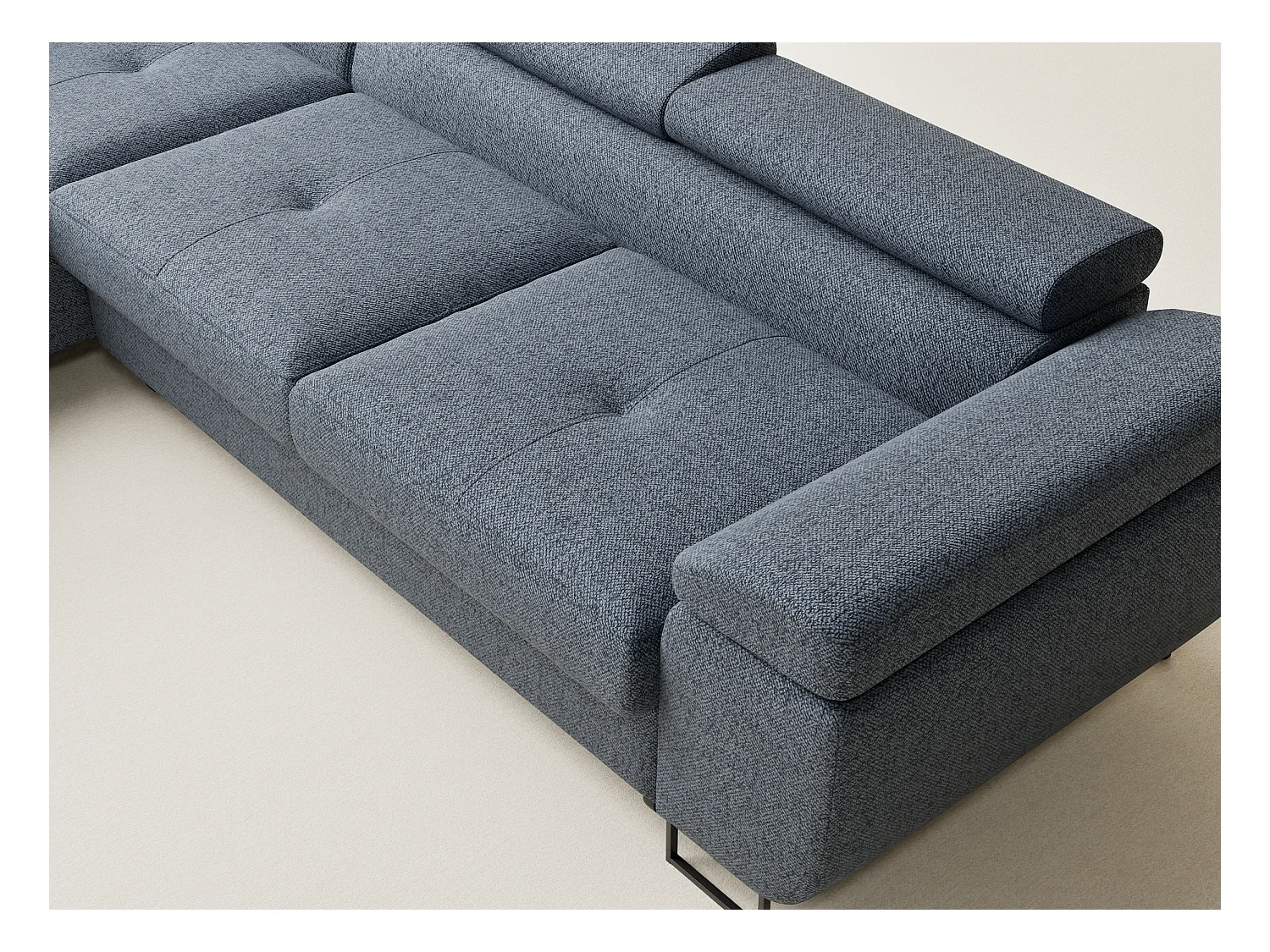 Canapé d'angle convertible Concord im tissu tresse - 5 places - bleu gris