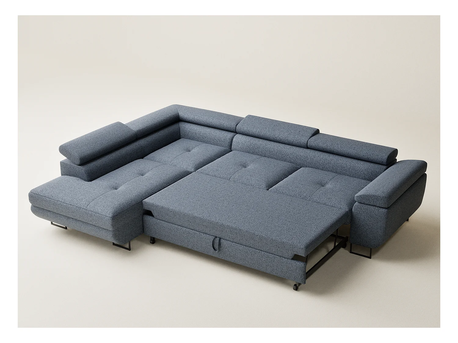 Canapé d'angle convertible Concord im tissu tresse - 5 places - bleu gris