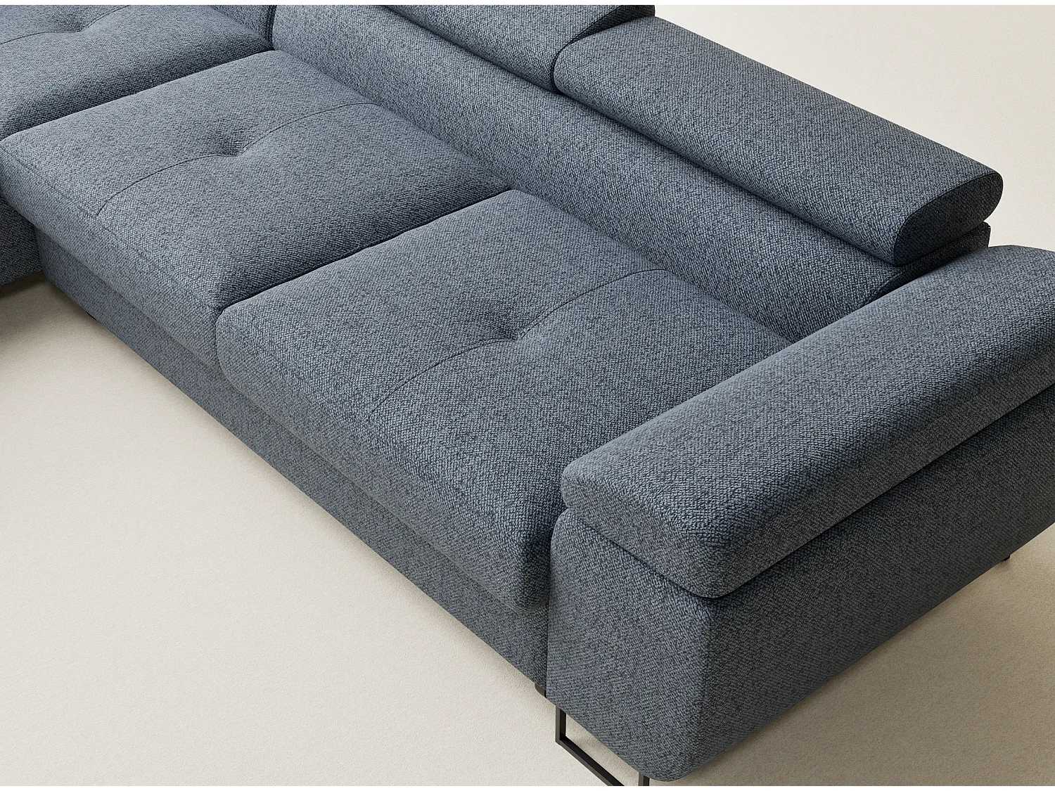 Canapé d'angle convertible Concord im tissu tresse - 5 places - bleu gris