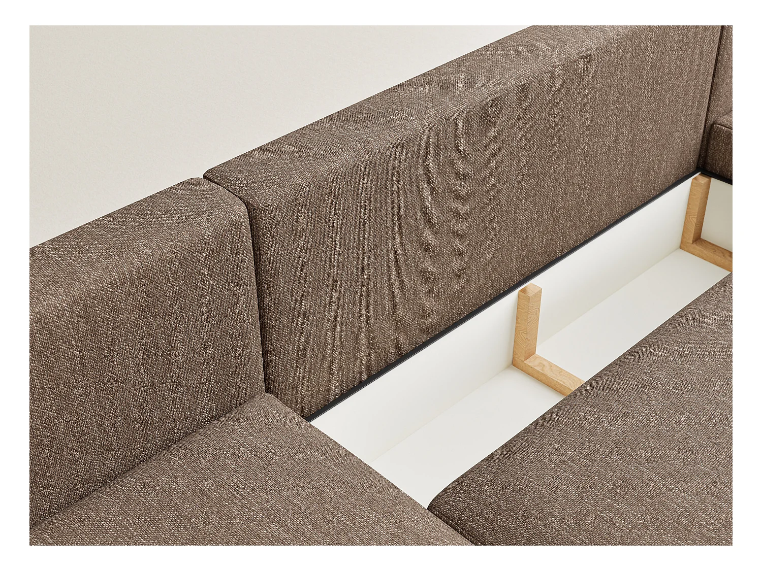 Canapé panoramique convertible Numba im tissu tresse - 6 places - brun