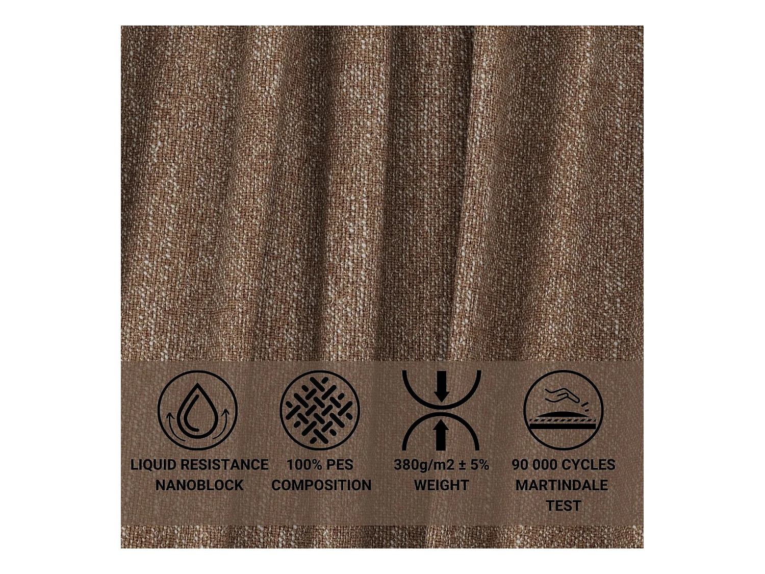 Canapé panoramique convertible Numba im tissu tresse - 6 places - brun