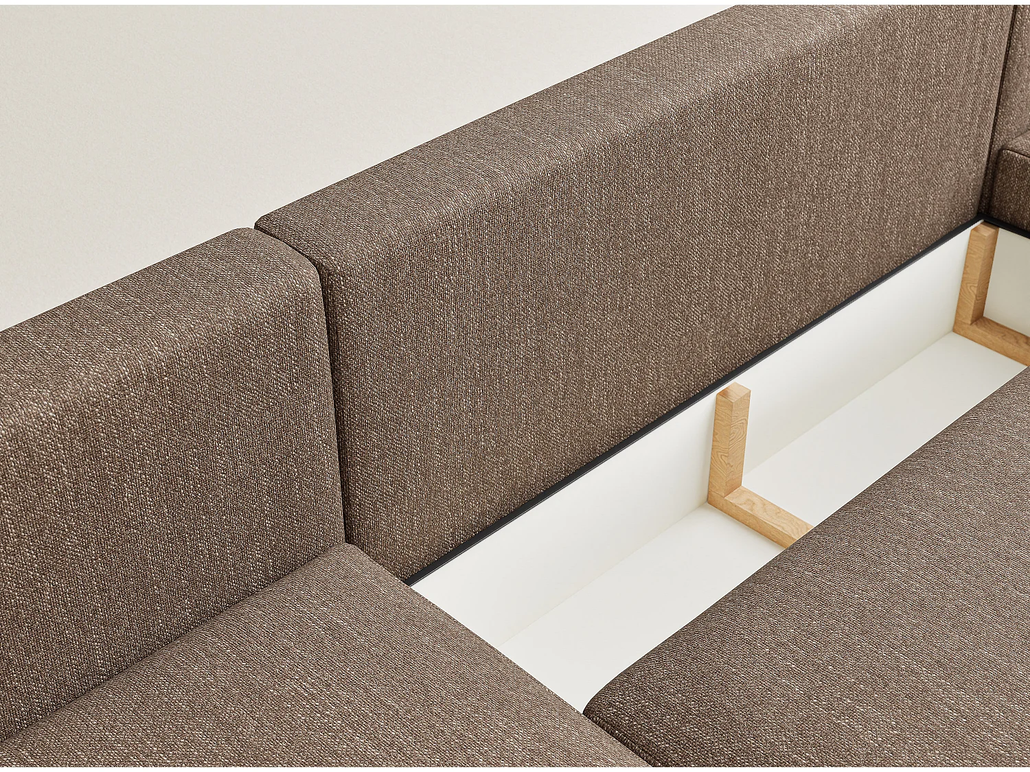 Panoramasofa mit Schlaffunktion Numba aus Webstoff - Sechs-Personen - braun