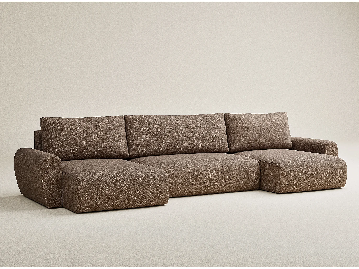 Canapé panoramique convertible Numba im tissu tresse - 6 places - brun