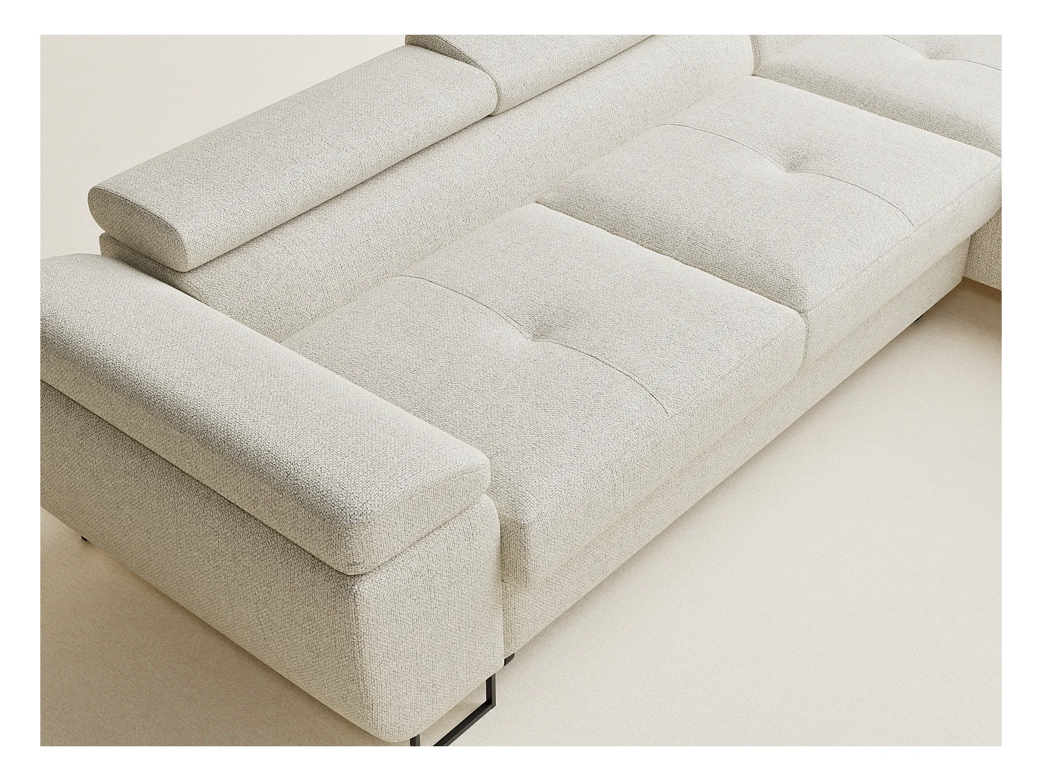 Canapé d'angle convertible Concord im tissu tresse - 5 places - creme