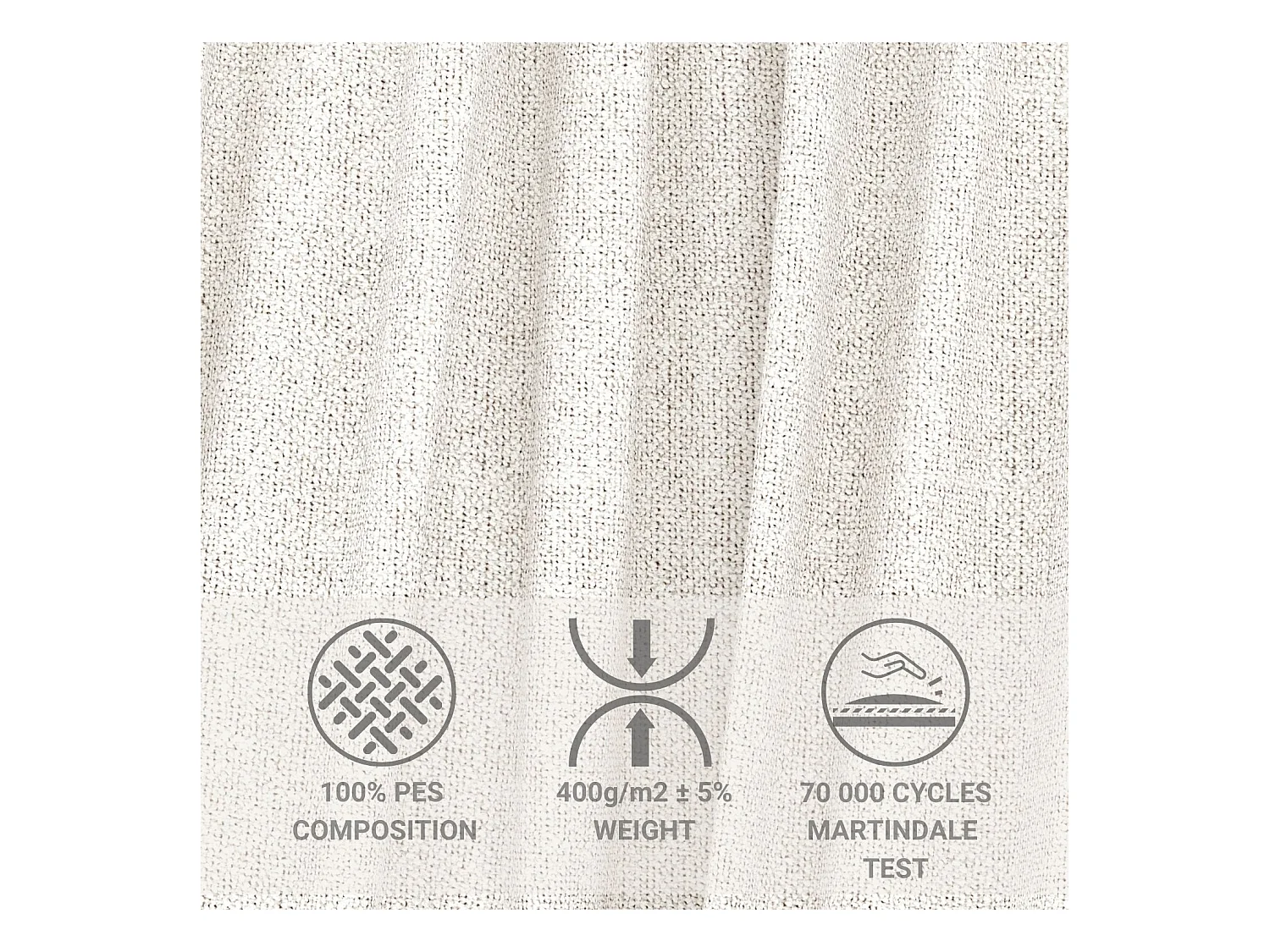 Canapé d'angle convertible Concord im tissu tresse - 5 places - creme