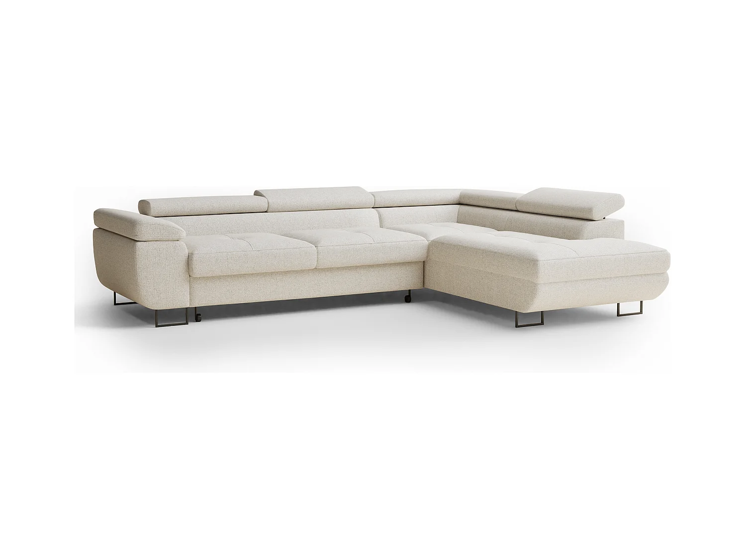 Ecksofa mit Schlaffunktion Concord aus Webstoff - Vier-Personen - creme