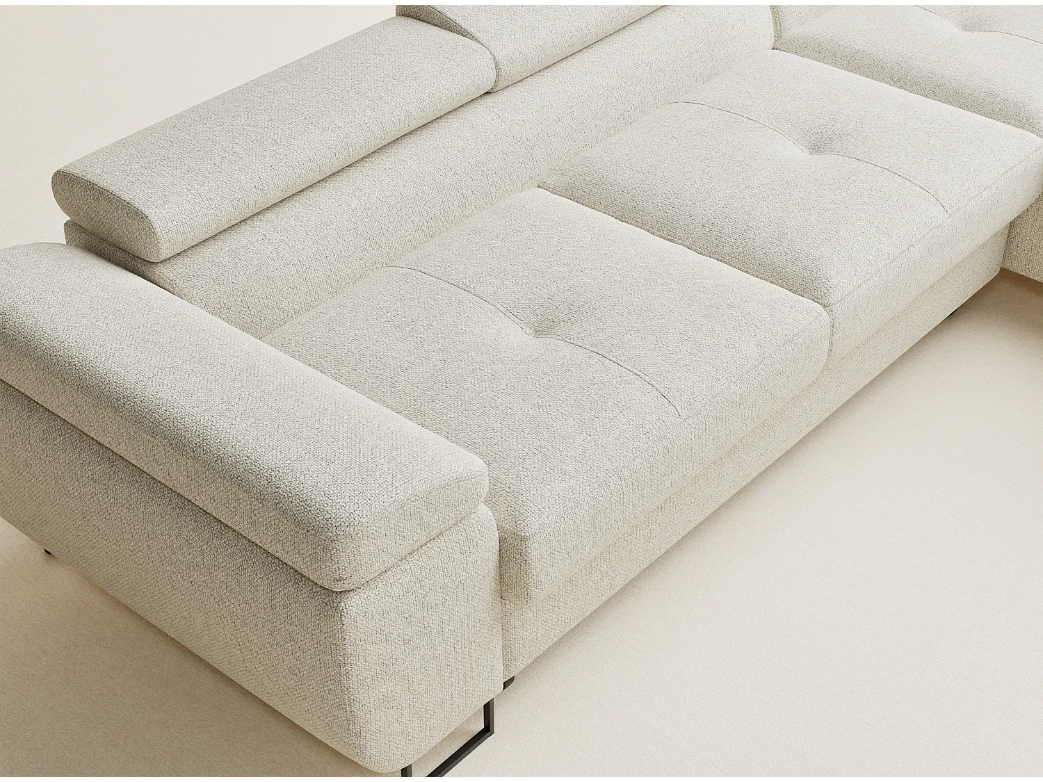 Canapé d'angle convertible Concord im tissu tresse - 5 places - creme