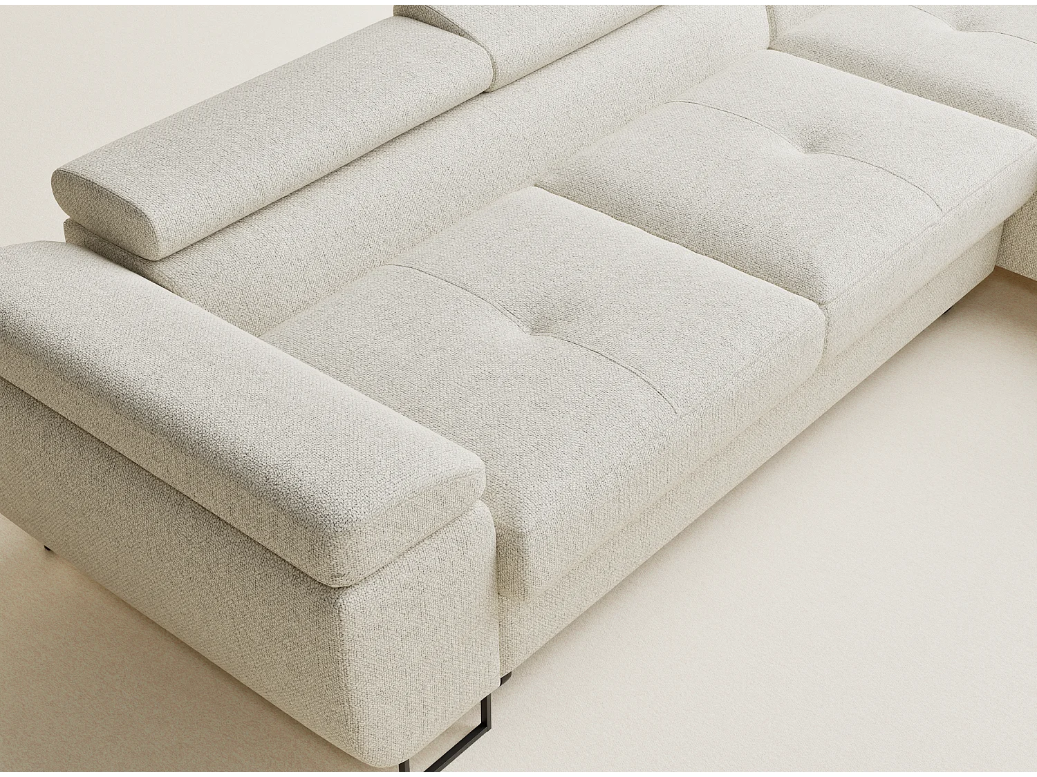 Hoekbank met slaapfunctie Concord in geweven stof - Vierpersoons - creme