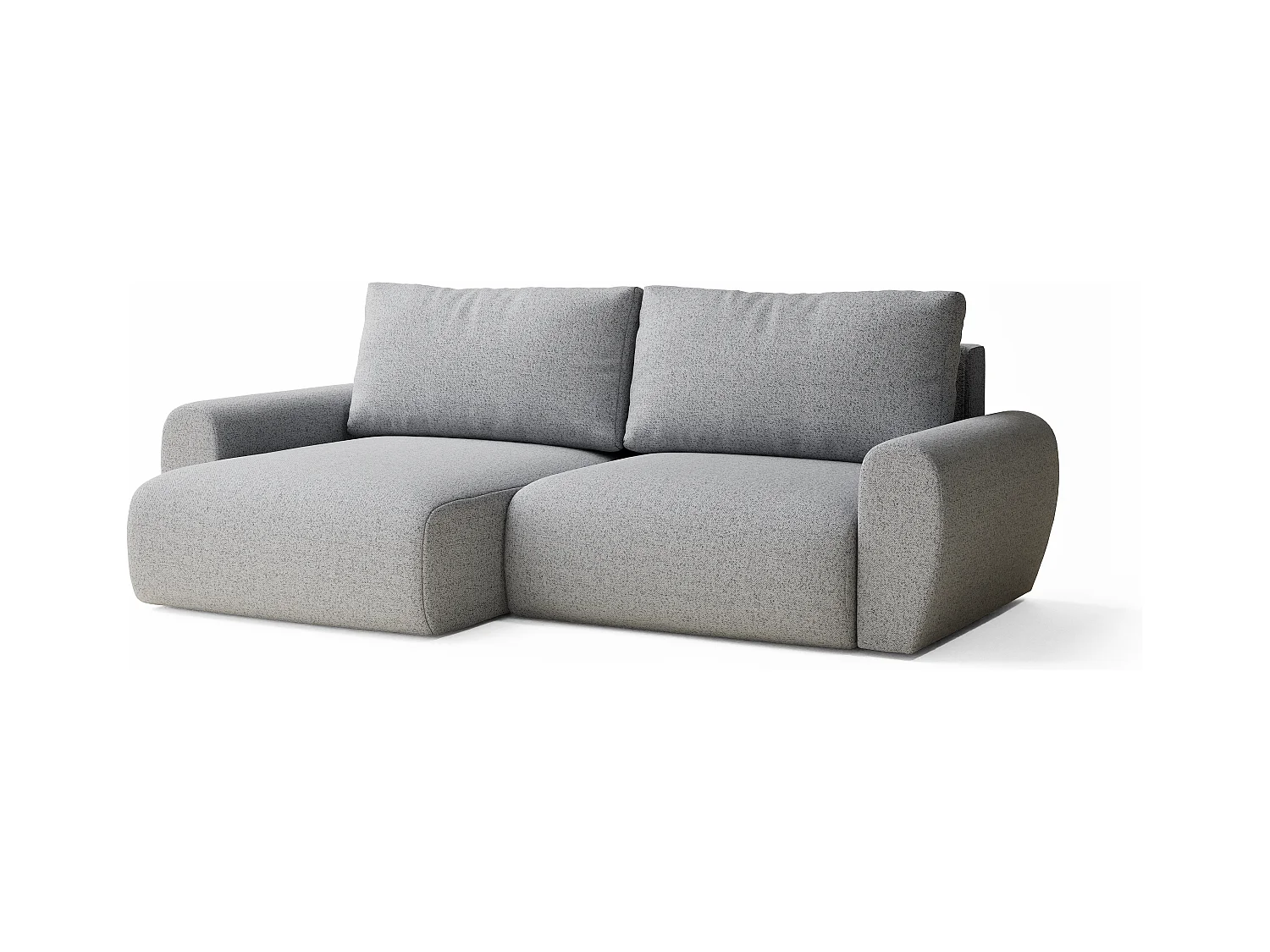 Ecksofa mit Schlaffunktion Numba aus Webstoff - Drei-Personen - hellgrau