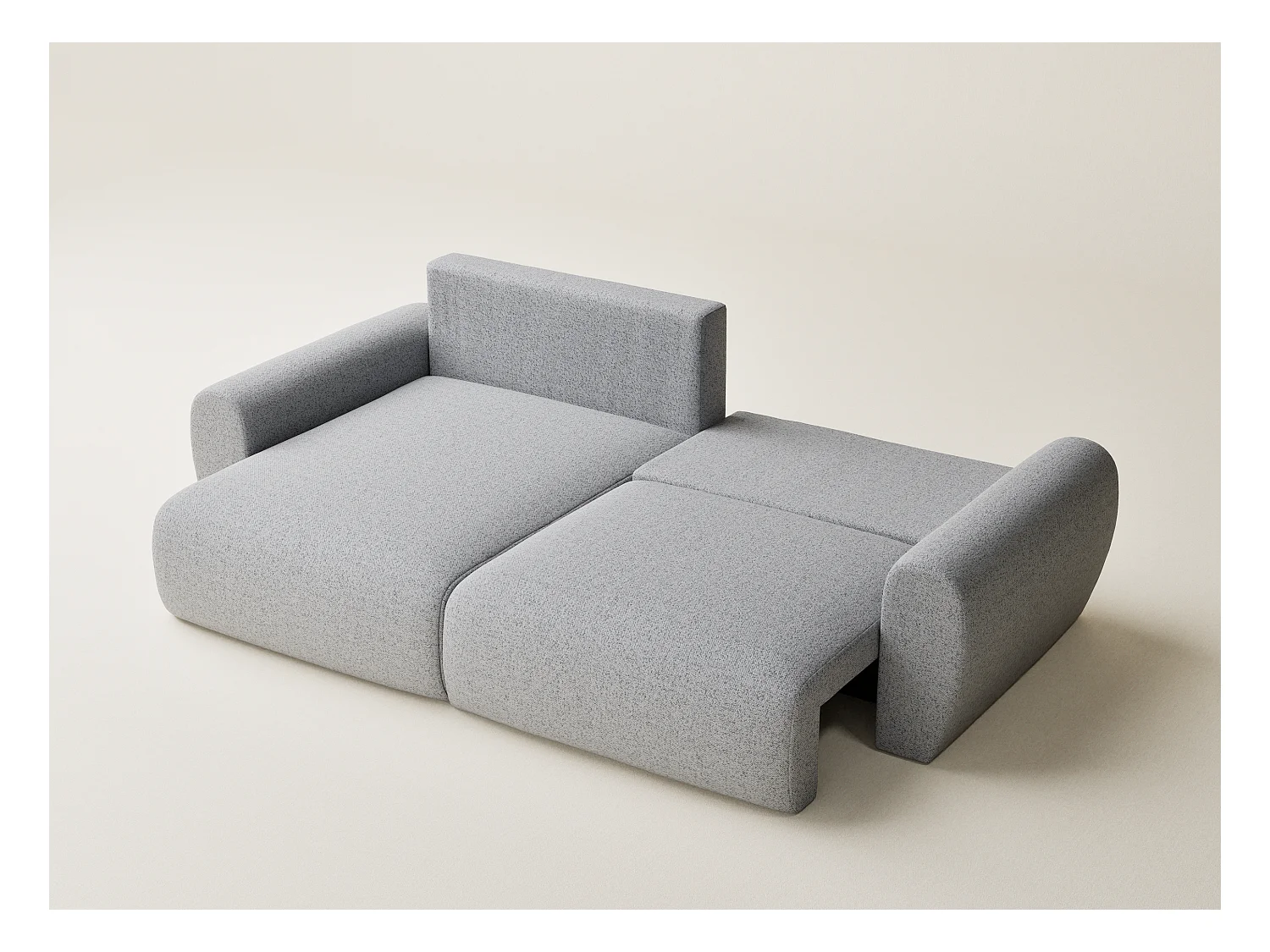 Ecksofa mit Schlaffunktion Numba aus Webstoff - Drei-Personen - hellgrau