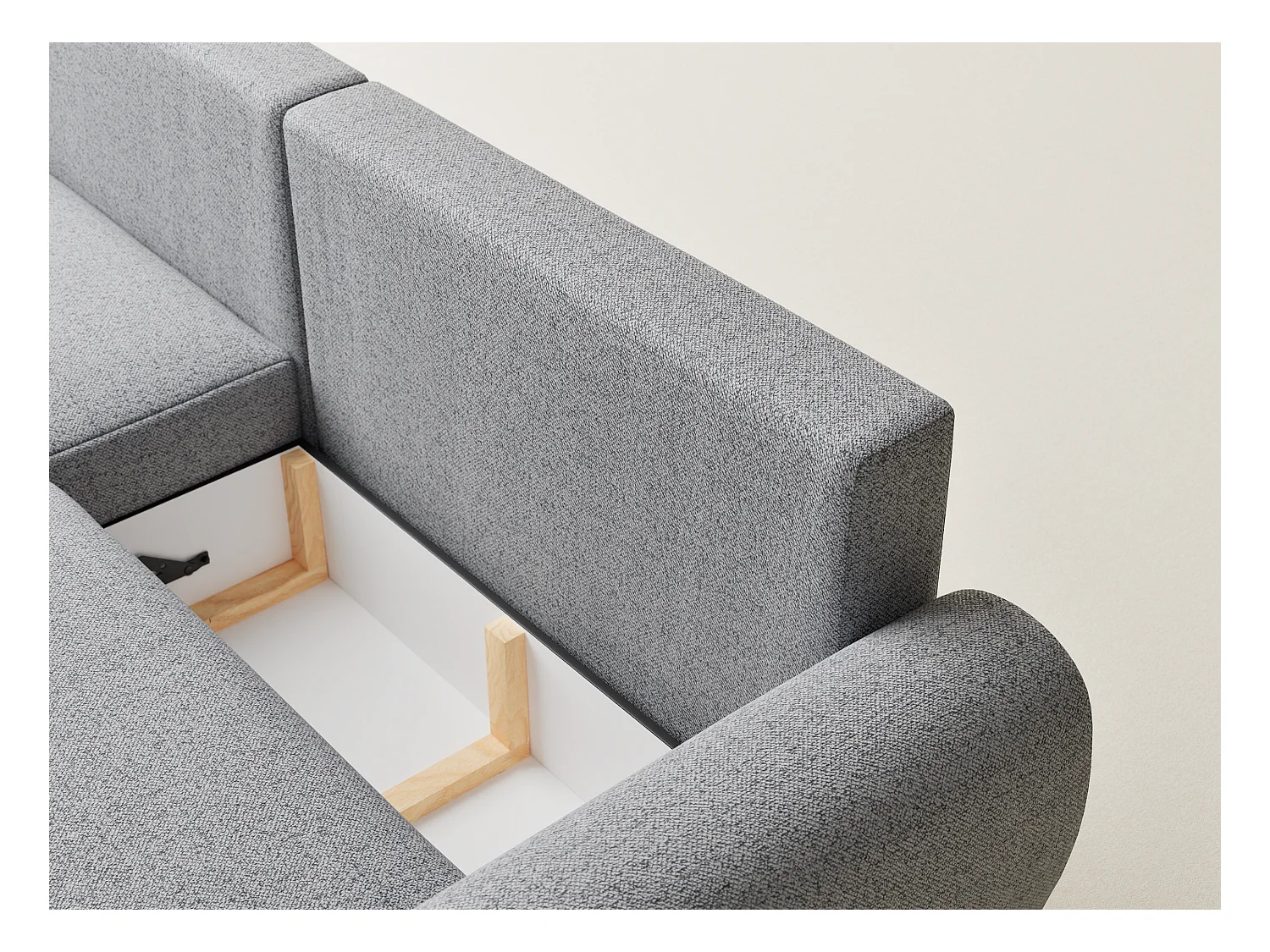 Ecksofa mit Schlaffunktion Numba aus Webstoff - Drei-Personen - hellgrau