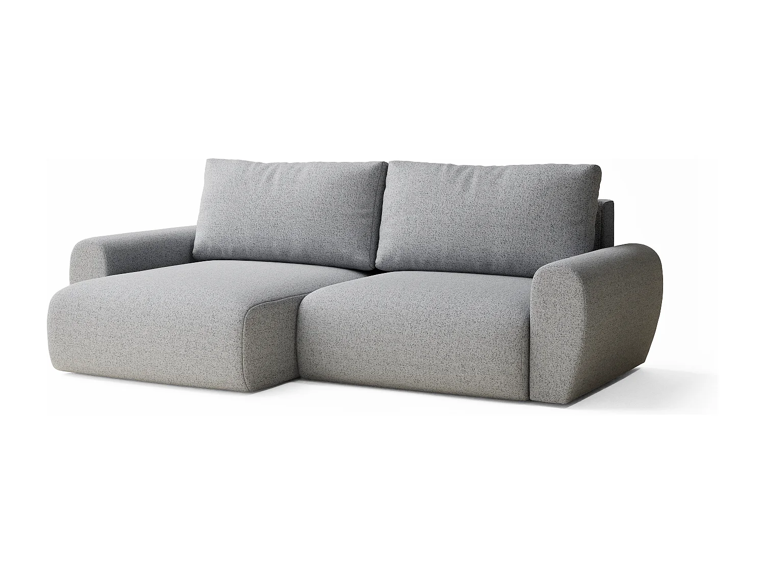 Ecksofa mit Schlaffunktion Numba aus Webstoff - Drei-Personen - hellgrau