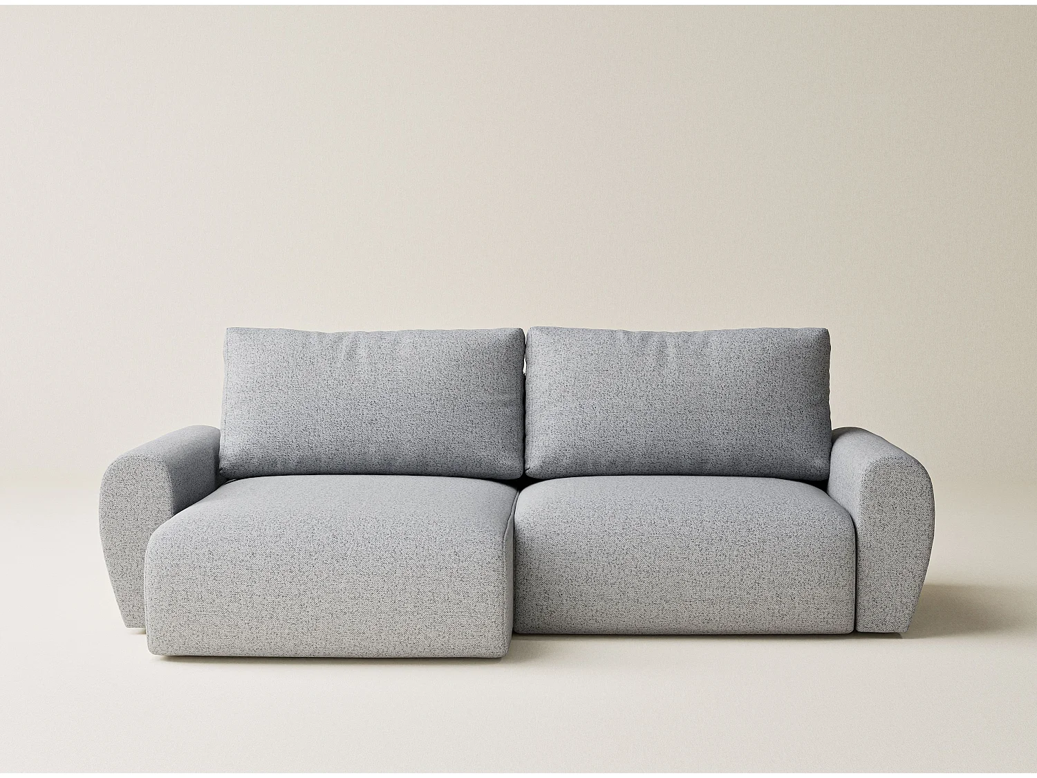 Ecksofa mit Schlaffunktion Numba aus Webstoff - Drei-Personen - hellgrau