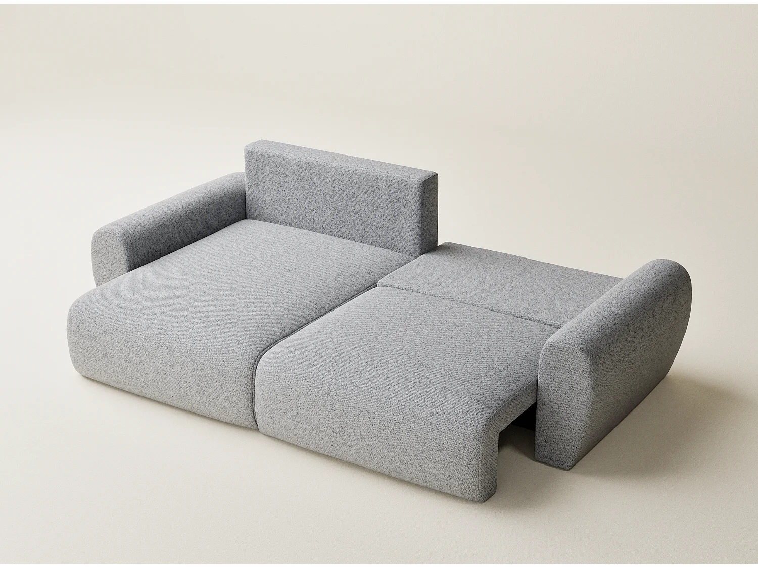 Ecksofa mit Schlaffunktion Numba aus Webstoff - Drei-Personen - hellgrau