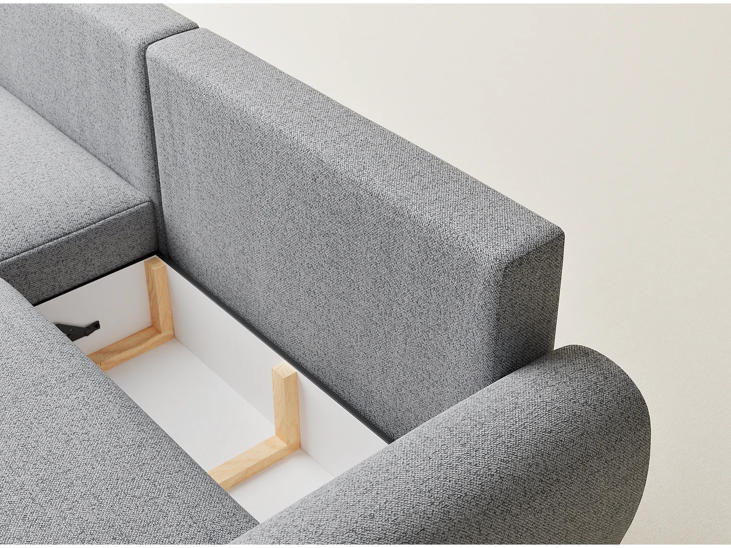 Ecksofa mit Schlaffunktion Numba aus Webstoff - Drei-Personen - hellgrau