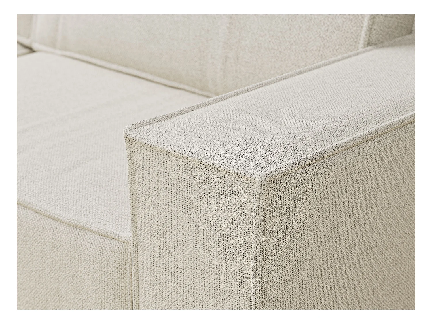 Canapé d'angle convertible Zaya im tissu tresse - 3 places - creme