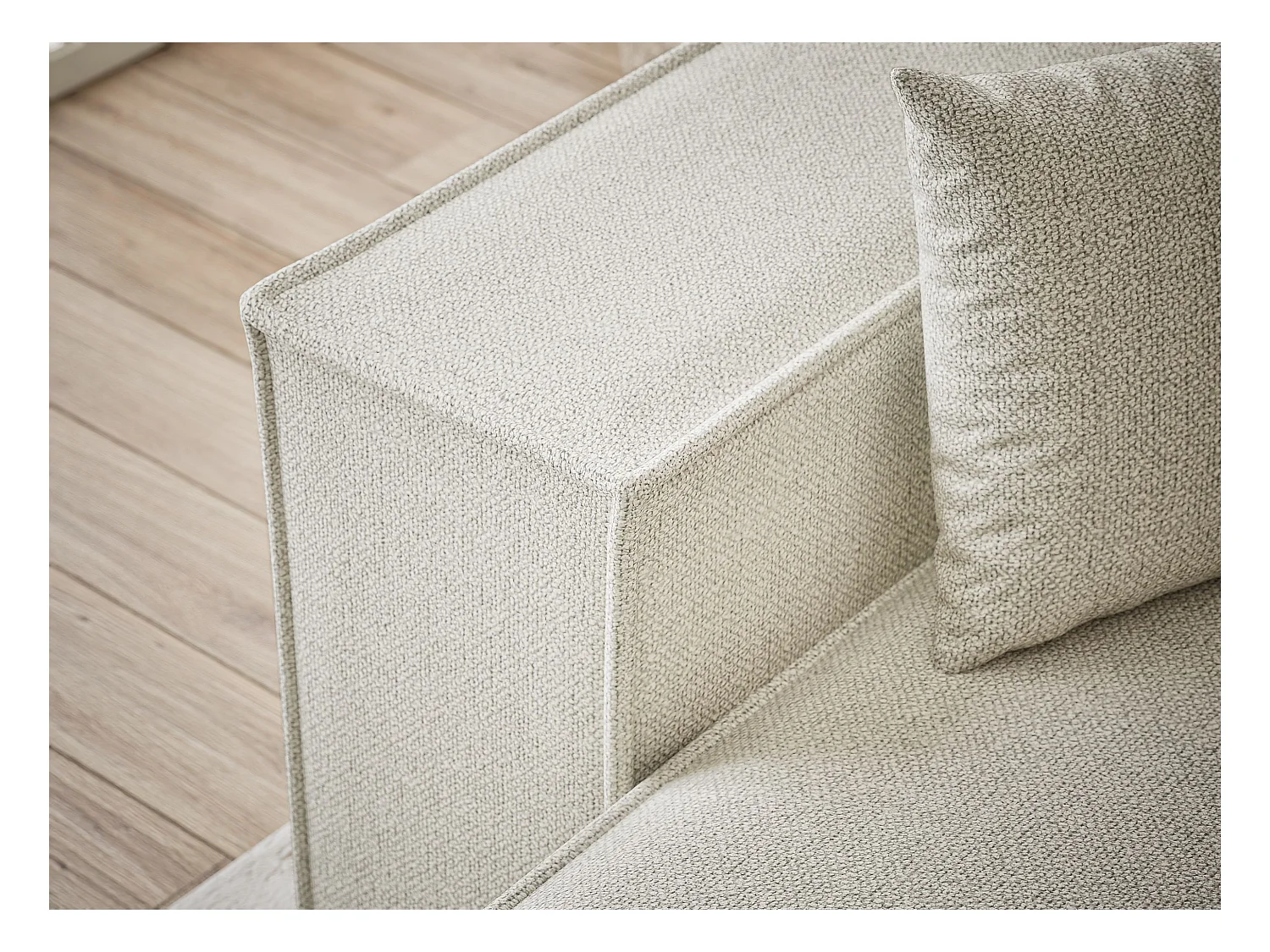 Canapé d'angle convertible Zaya im tissu tresse - 3 places - creme