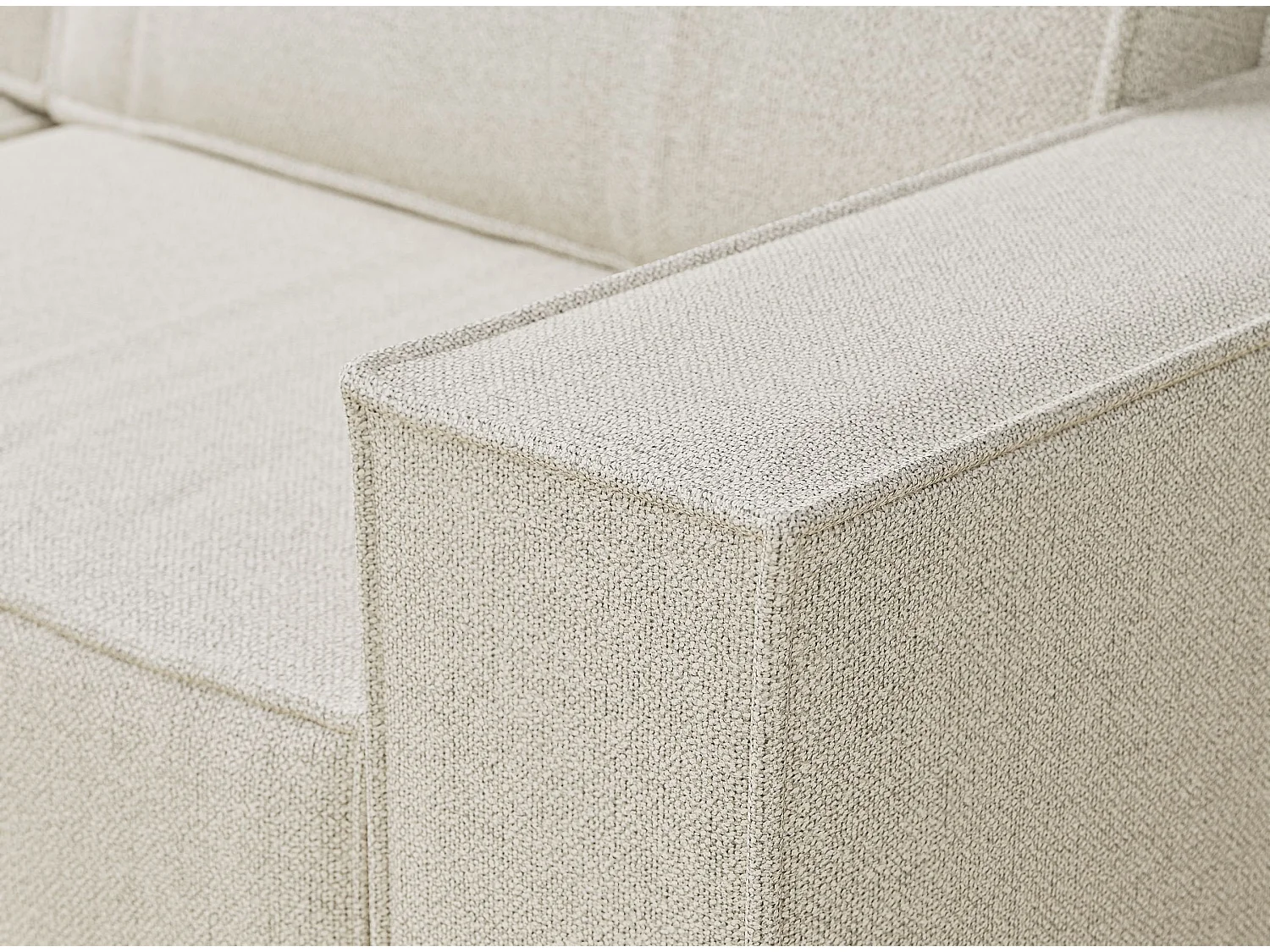 Canapé d'angle convertible Zaya im tissu tresse - 3 places - creme