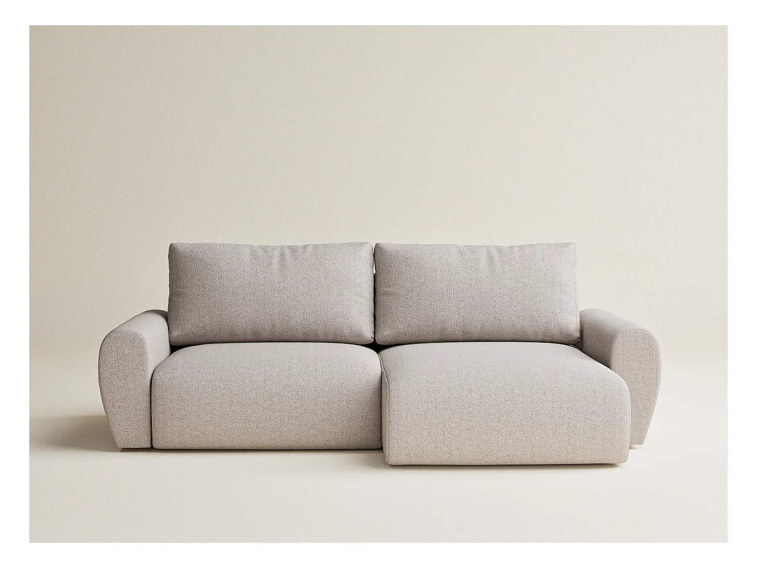 Canapé d'angle convertible Numba im tissu tresse - 3 places - beige clair