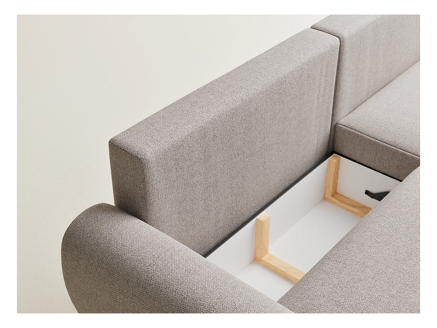 Canapé d'angle convertible Numba im tissu tresse - 3 places - beige clair