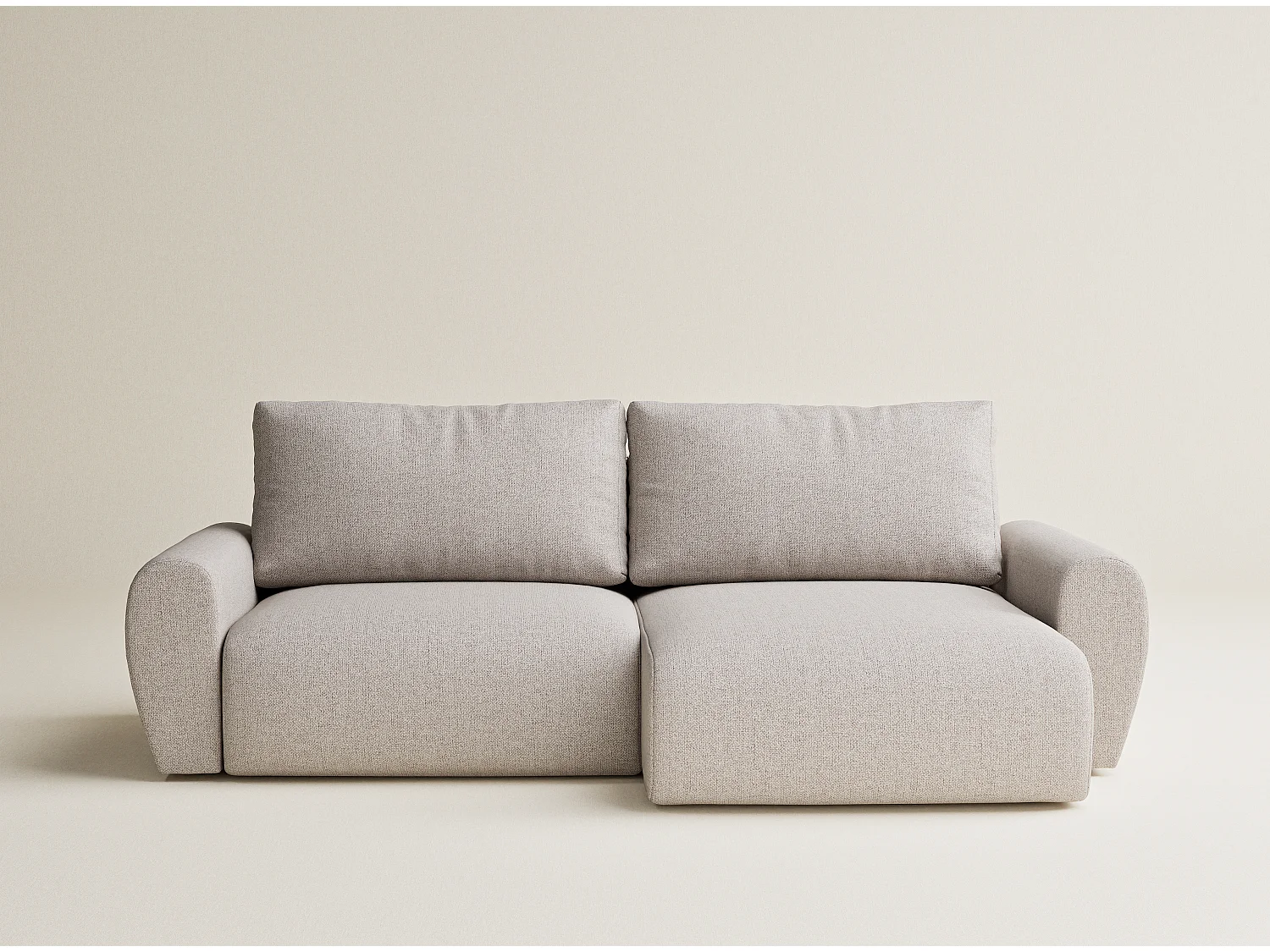 Canapé d'angle convertible Numba im tissu tresse - 3 places - beige clair