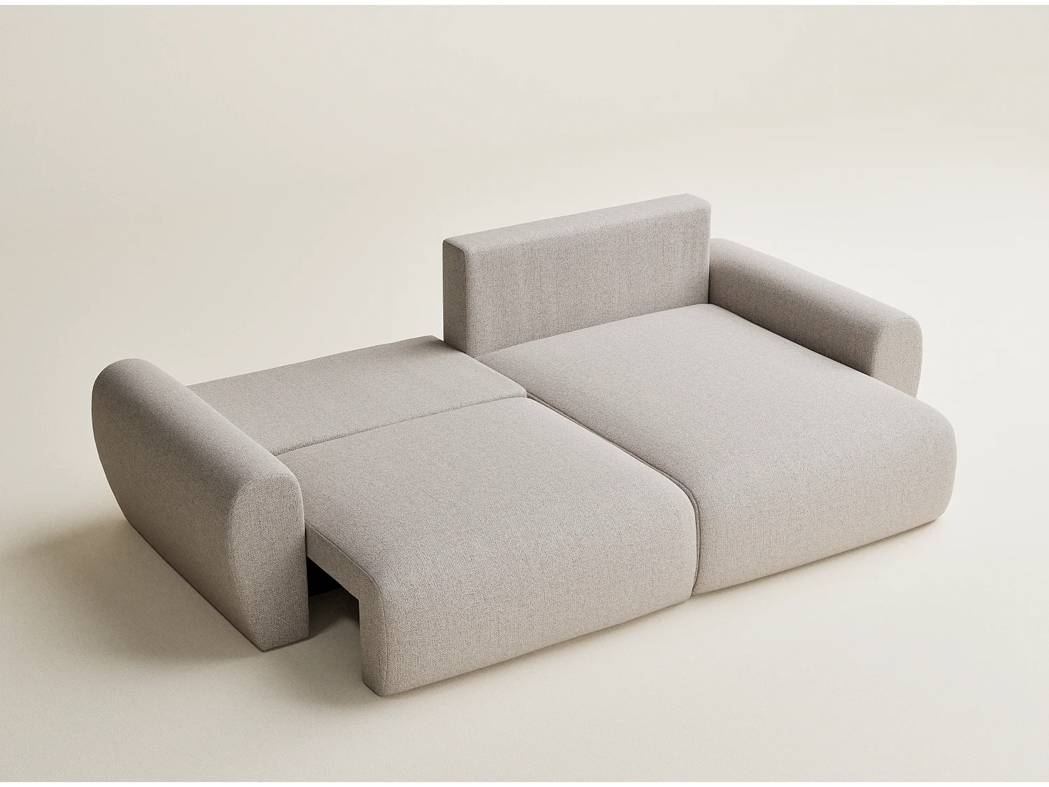 Canapé d'angle convertible Numba im tissu tresse - 3 places - beige clair