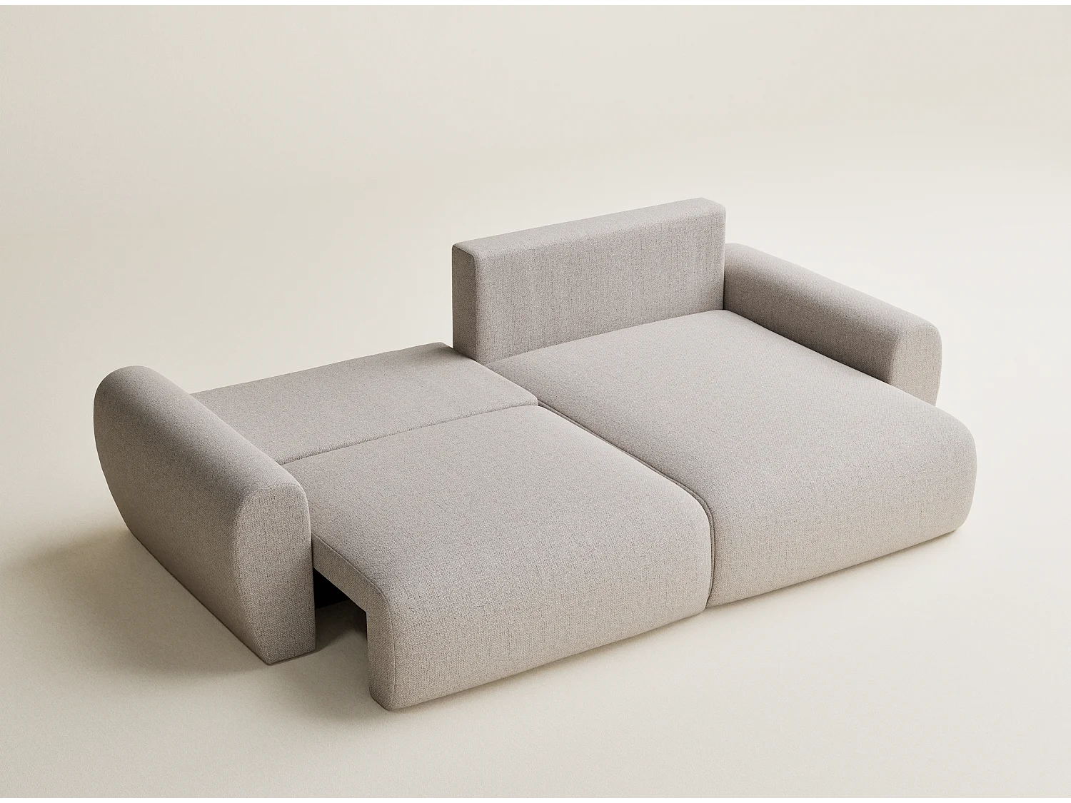 Ecksofa mit Schlaffunktion Numba aus Webstoff - Drei-Personen - hellbeige