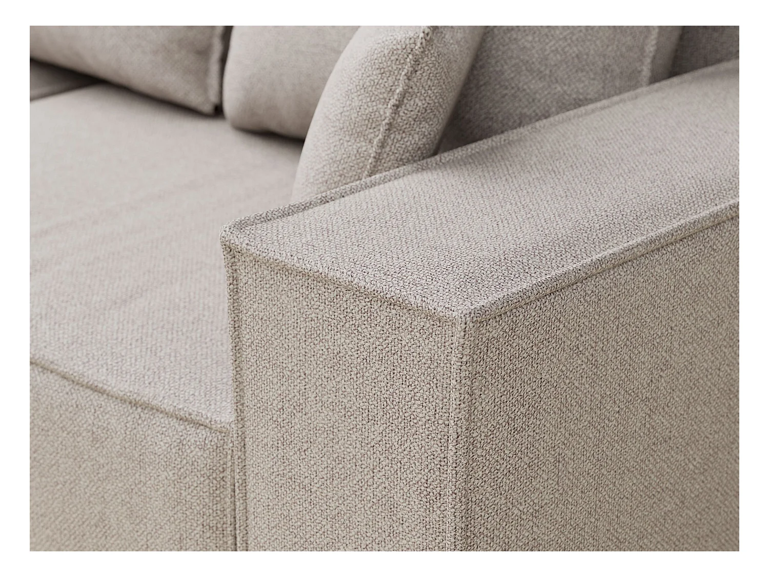 Canapé d'angle convertible Moyo im tissu tresse - 3 places - beige clair