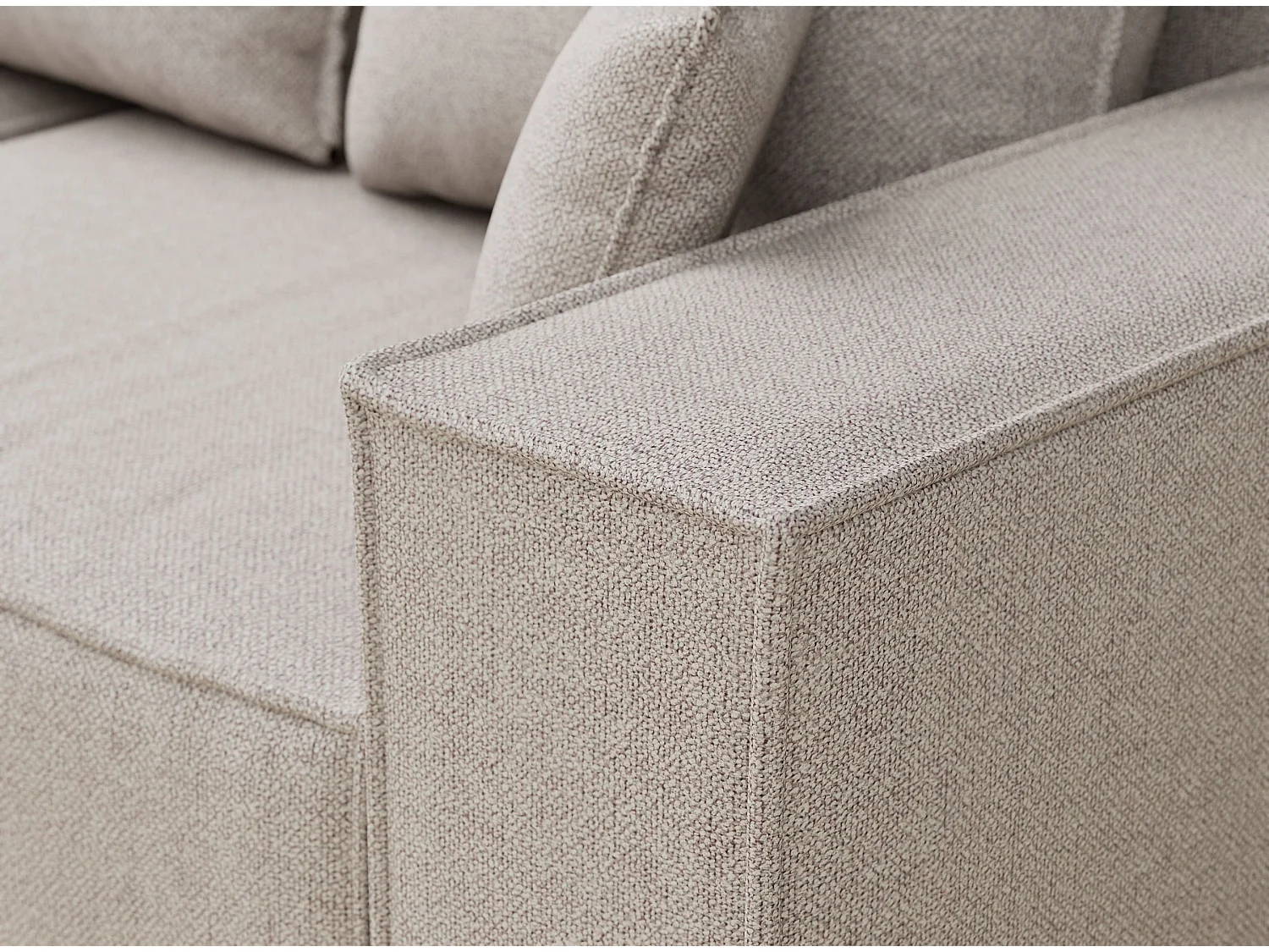 Canapé d'angle convertible Moyo im tissu tresse - 3 places - beige clair