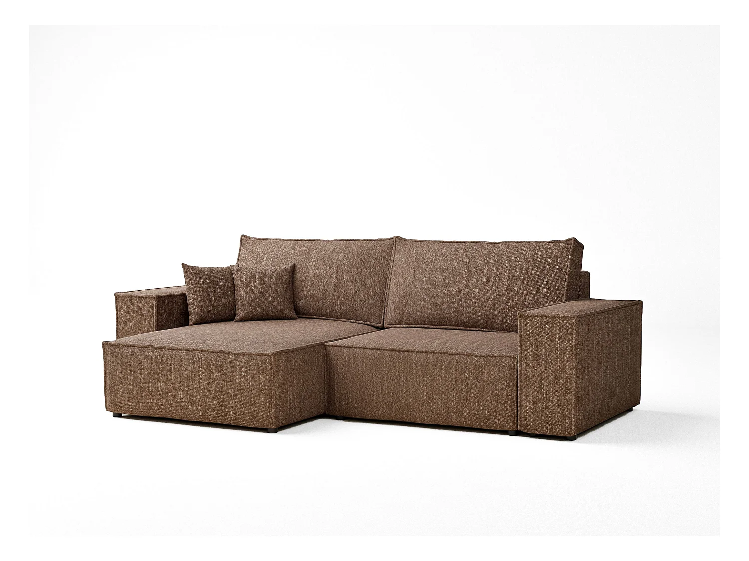 Ecksofa mit Schlaffunktion Zaya aus Webstoff - Drei-Personen - braun