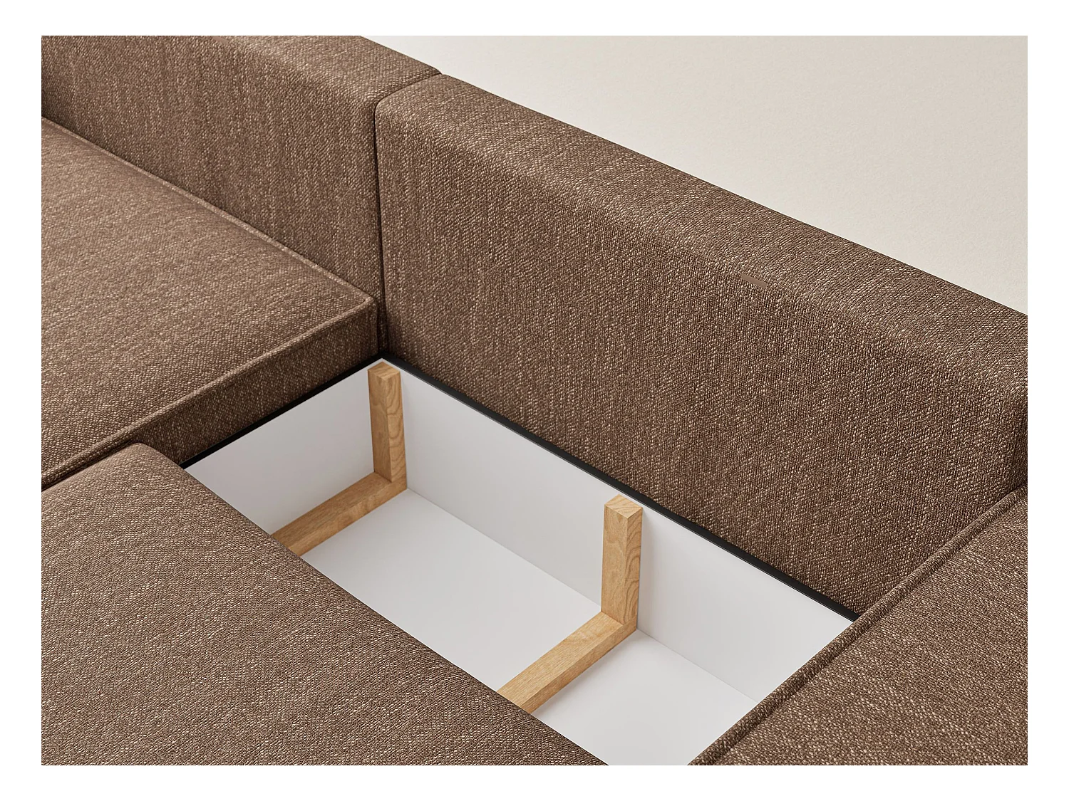 Ecksofa mit Schlaffunktion Zaya aus Webstoff - Drei-Personen - braun