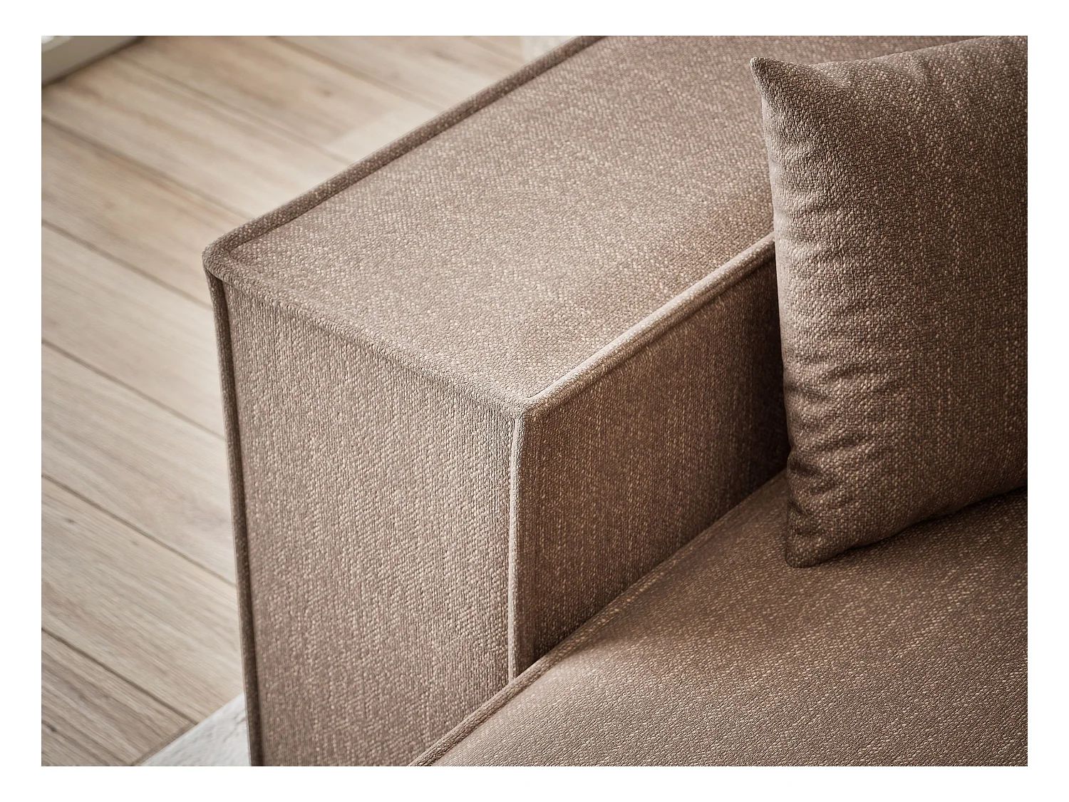 Ecksofa mit Schlaffunktion Zaya aus Webstoff - Drei-Personen - braun