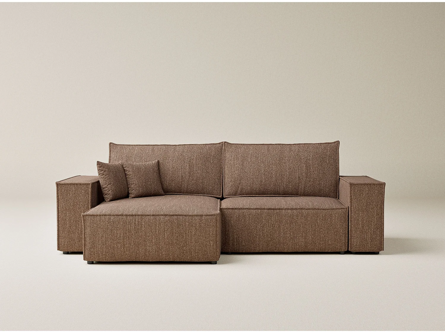 Ecksofa mit Schlaffunktion Zaya aus Webstoff - Drei-Personen - braun