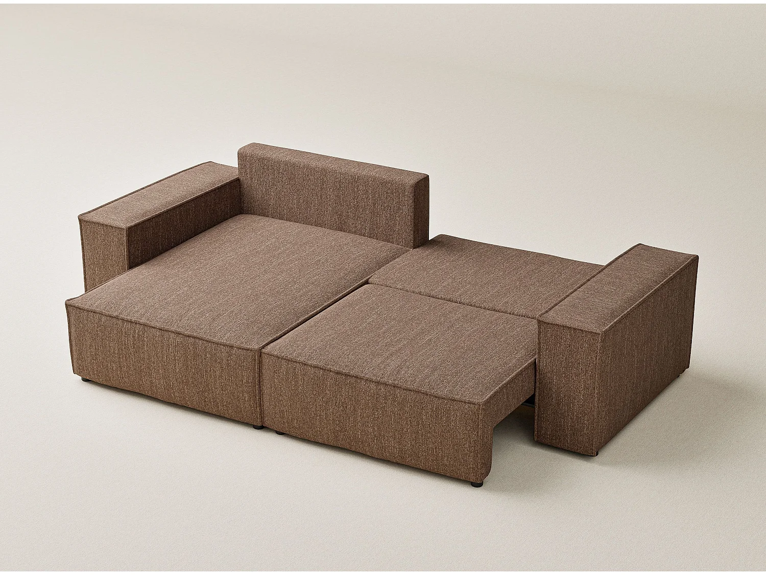 Ecksofa mit Schlaffunktion Zaya aus Webstoff - Drei-Personen - braun