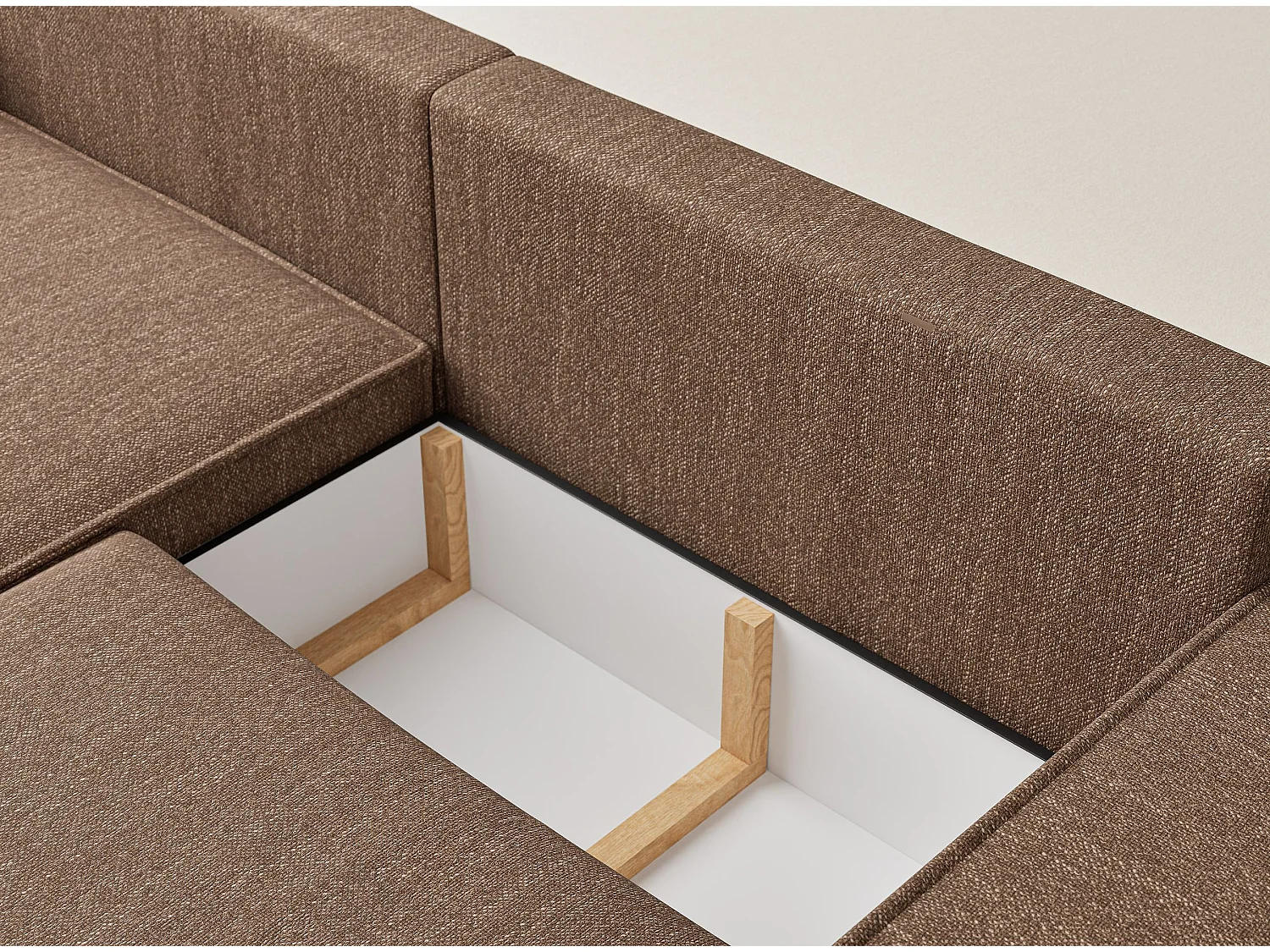 Ecksofa mit Schlaffunktion Zaya aus Webstoff - Drei-Personen - braun