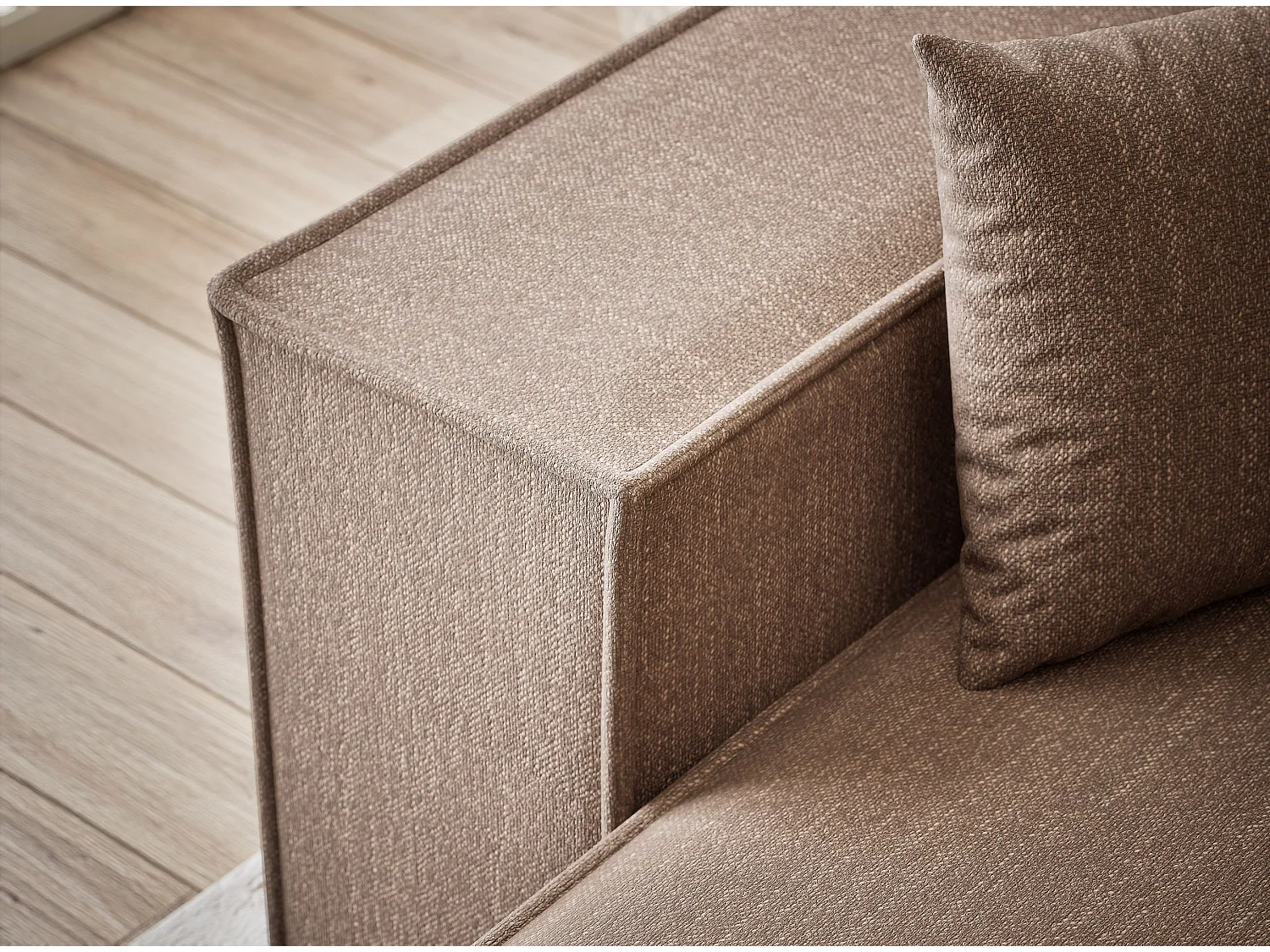 Ecksofa mit Schlaffunktion Zaya aus Webstoff - Drei-Personen - braun