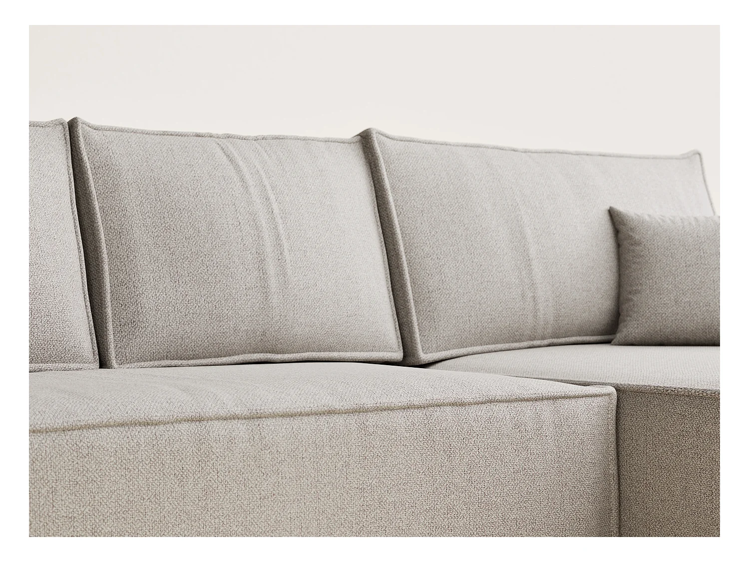 Canapé d'angle convertible Maze im tissu tresse - 5 places - beige