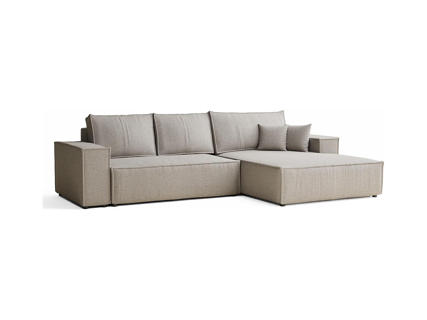 Canapé d'angle convertible Maze im tissu tresse - 5 places - beige