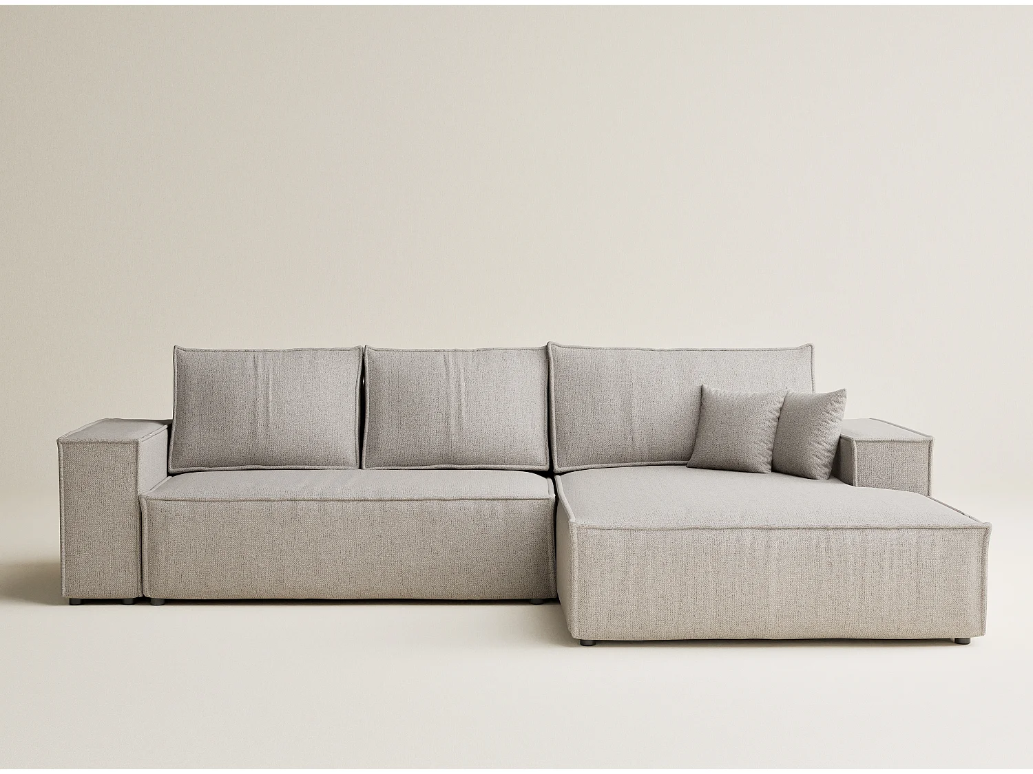 Canapé d'angle convertible Maze im tissu tresse - 5 places - beige