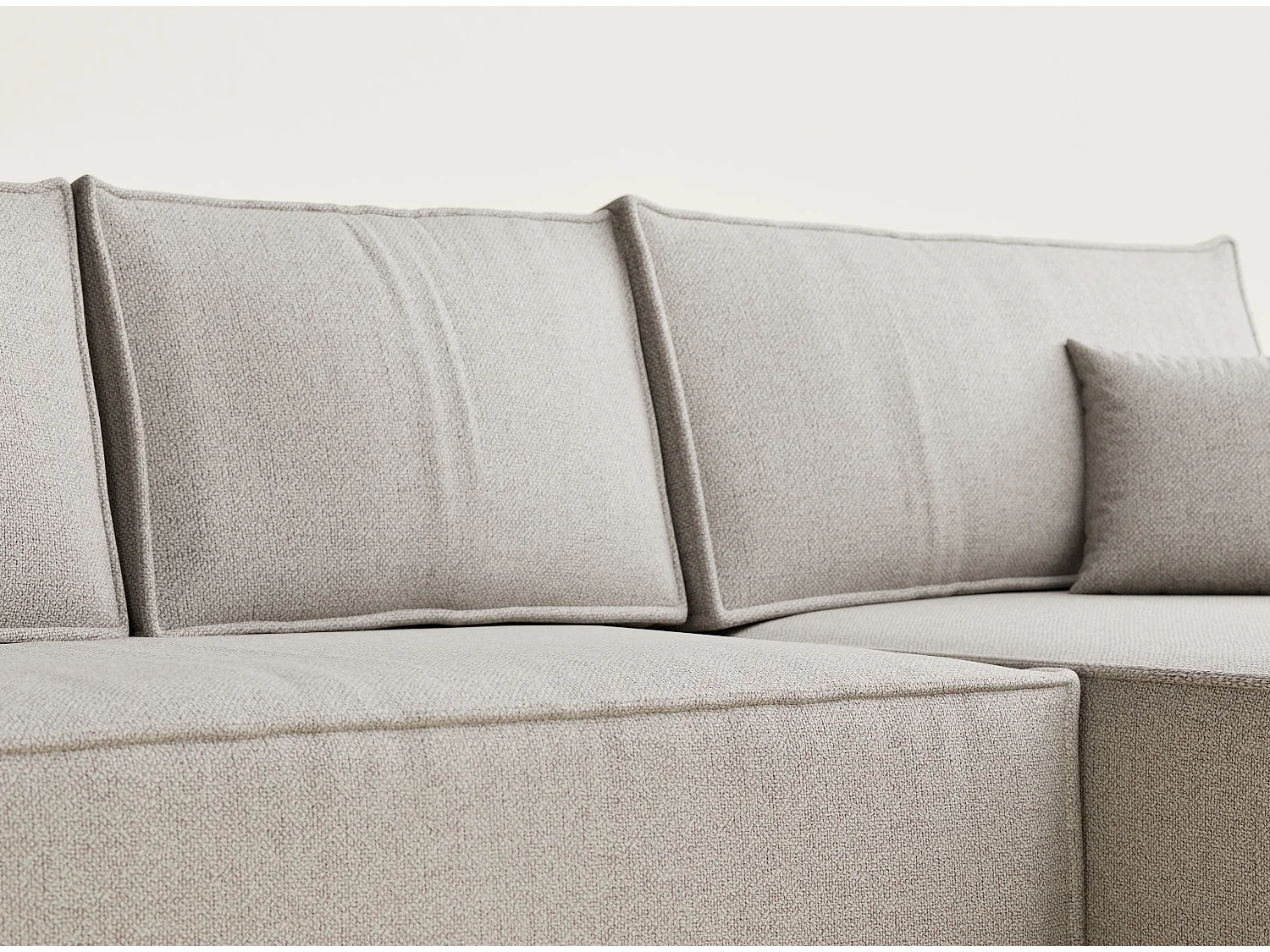 Canapé d'angle convertible Maze im tissu tresse - 5 places - beige