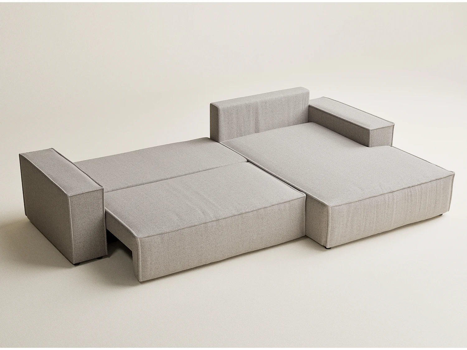 Canapé d'angle convertible Maze im tissu tresse - 5 places - beige