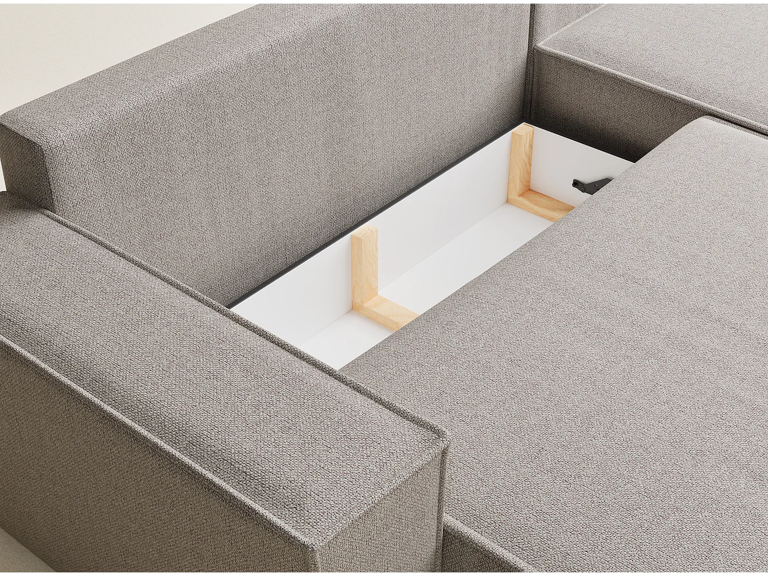 Canapé d'angle convertible Maze im tissu tresse - 5 places - beige