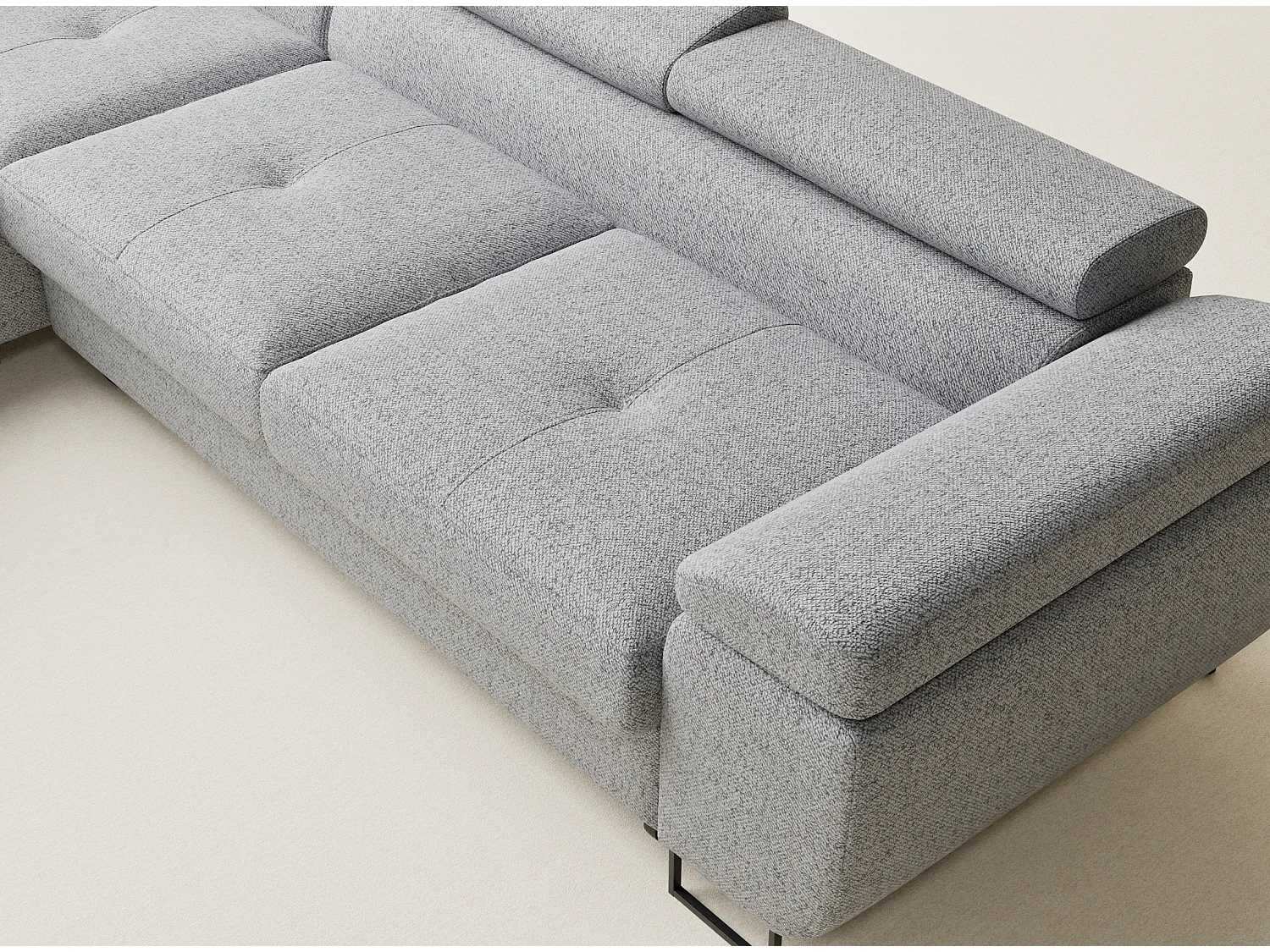 Canapé d'angle convertible Concord im tissu tresse - 5 places - gris clair