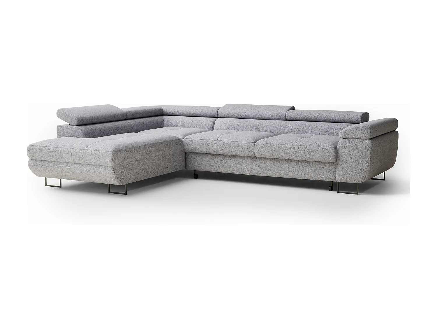 Canapé d'angle convertible Concord im tissu tresse - 5 places - gris clair